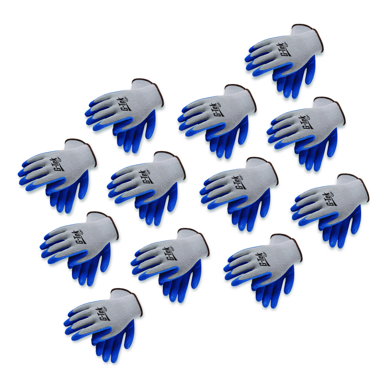 GP Latex-Coated Cotton/Polyester Gloves, EN388: 1111, Small, Gray/blue, 12 Pairs