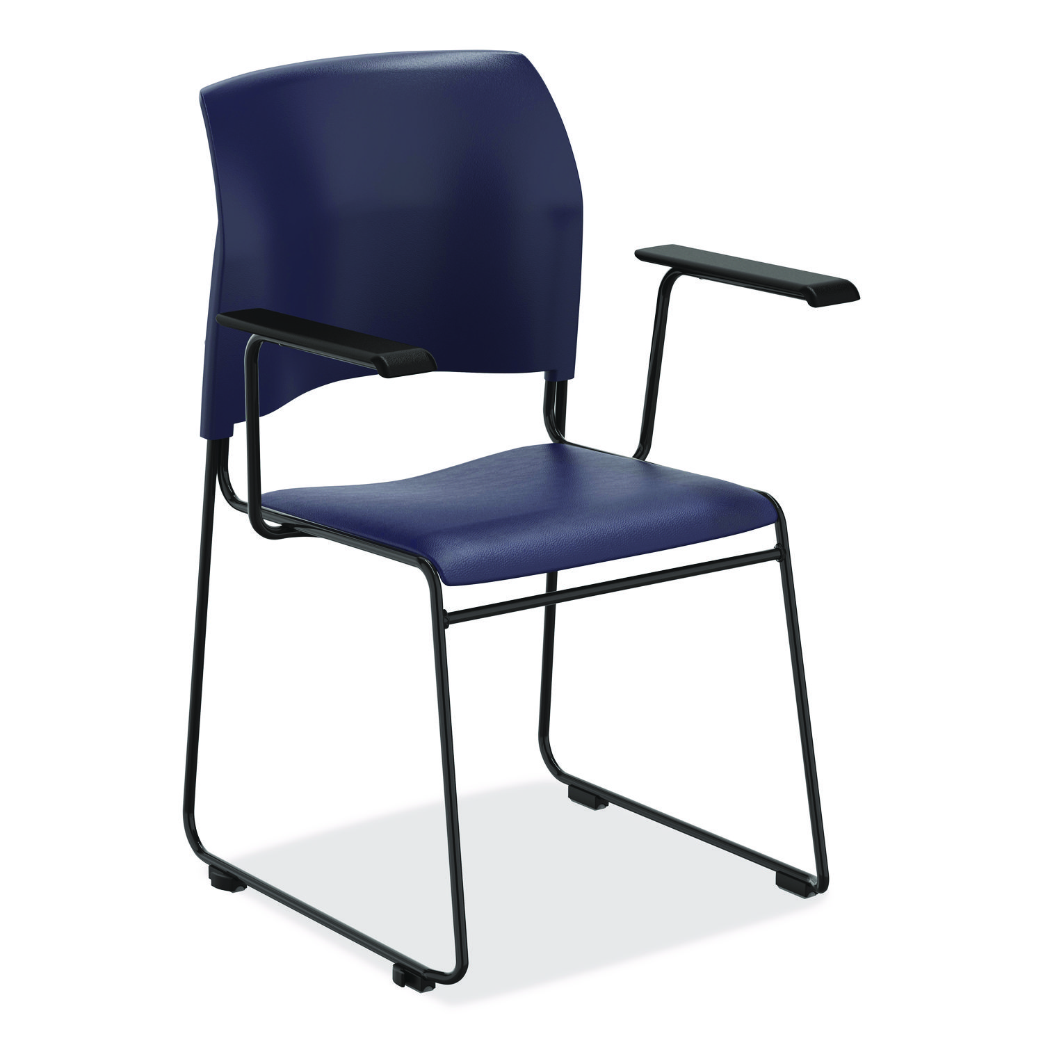 8700 Series Cafetorium Chair With Armrests, Supports Up to 500 lb, 18" Seat Ht, Blue Seat/Back, Black Base, 4/CT, 2 CT/Bundle