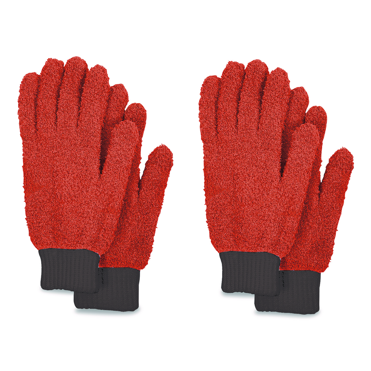 Microfiber Dusting Gloves, Coral with Black Cuffs, 4 Gloves