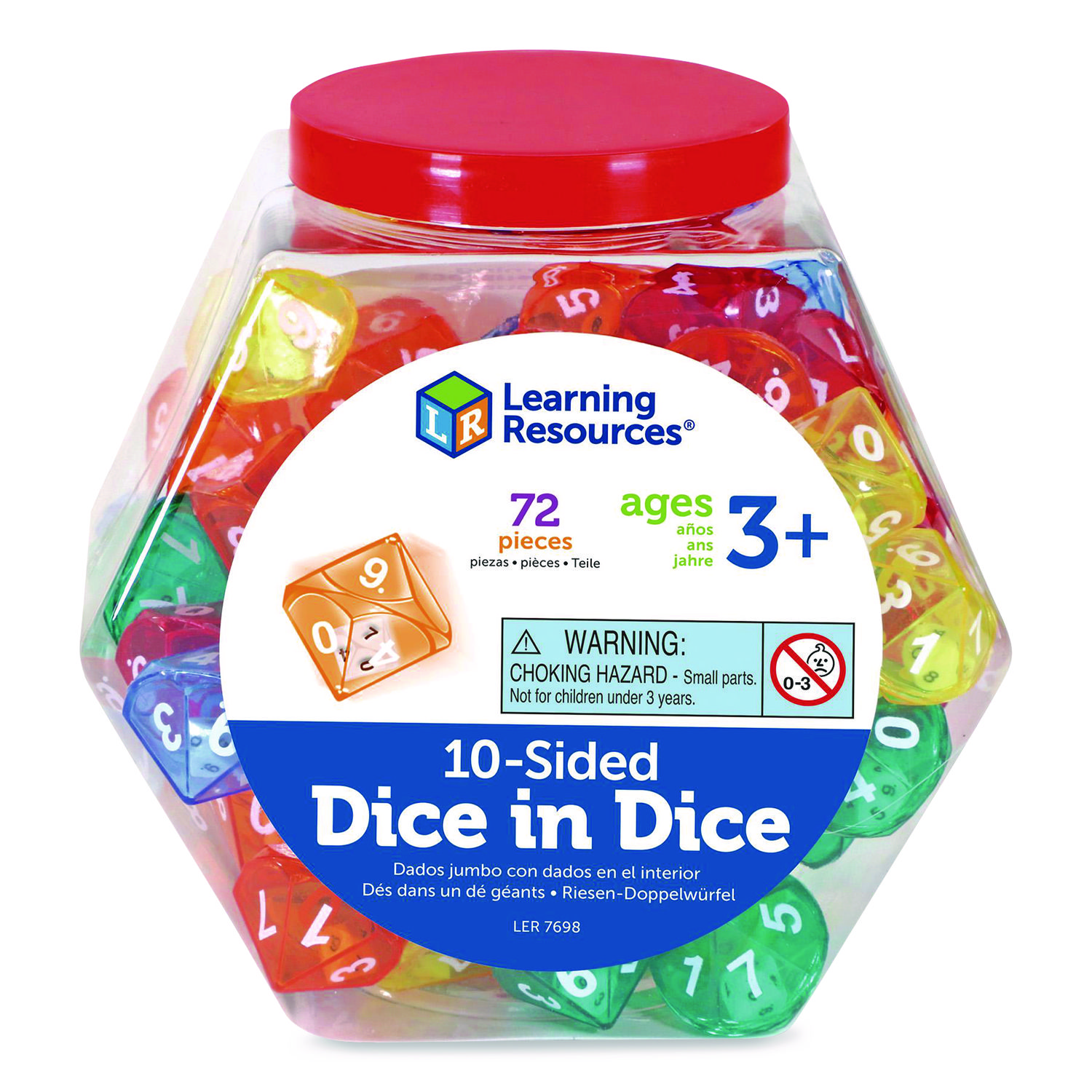 10-Sided Double-Decahedra Dice in Dice, Ages 6 to 10, 72 Dice