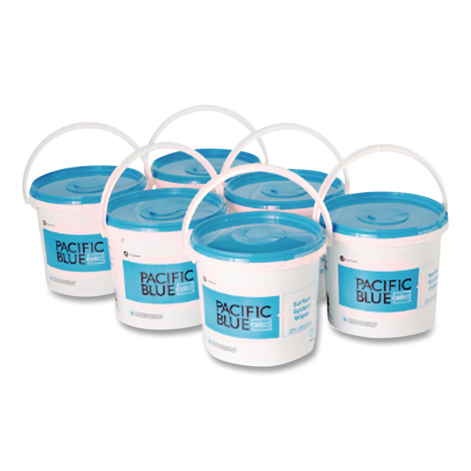 Pacific Blue Select Surface System Bucket, 7.8 x 7.8 x 7, White/Blue, 6/Carton