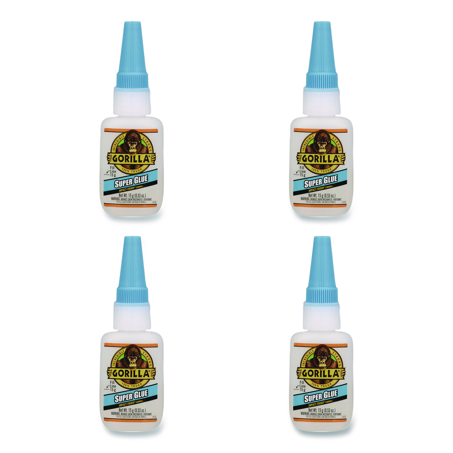 Super Glue, 0.53 oz, Dries Clear, 4/Carton