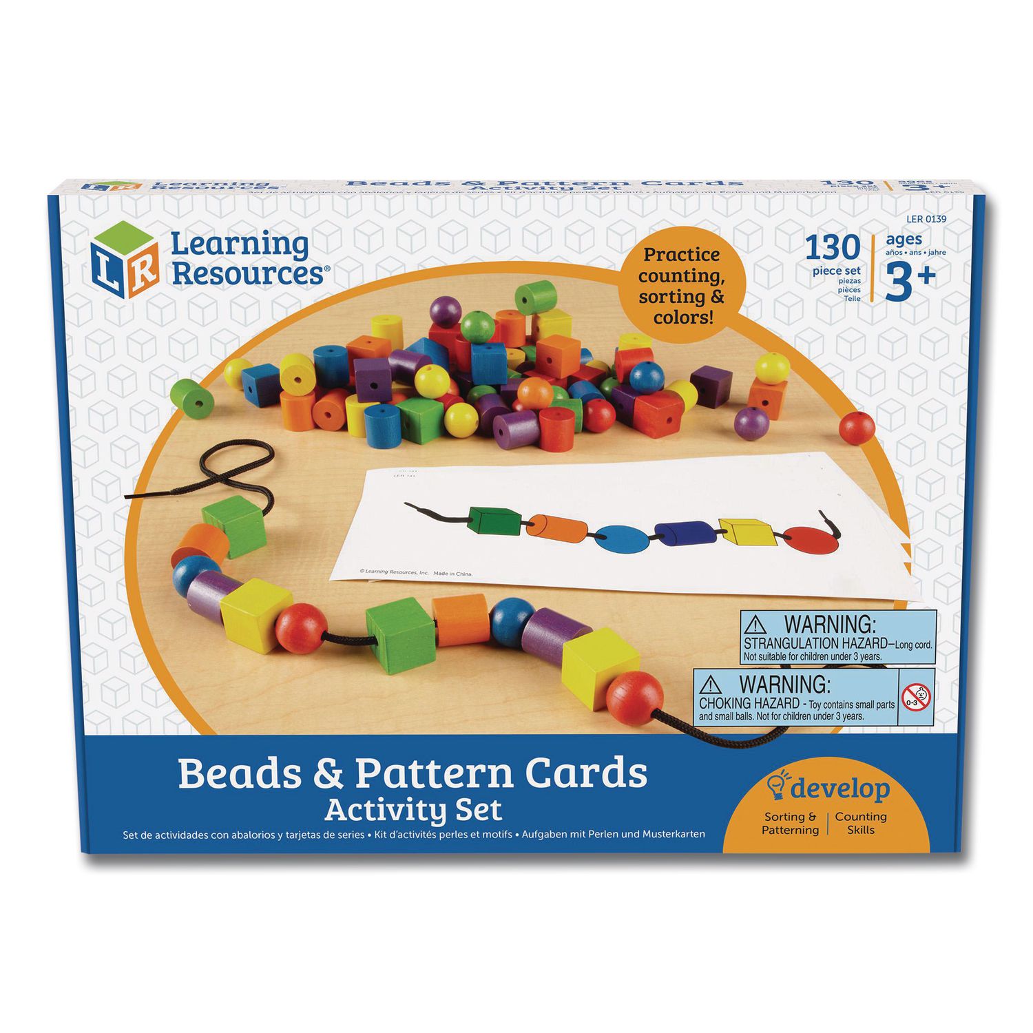 Beads and Pattern Card Set, Grades Pre-K to 2, 130 Pieces