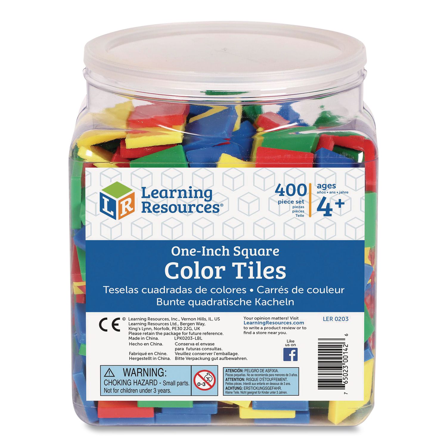 Square Color Tiles, Pre-K to K, 400 Pieces