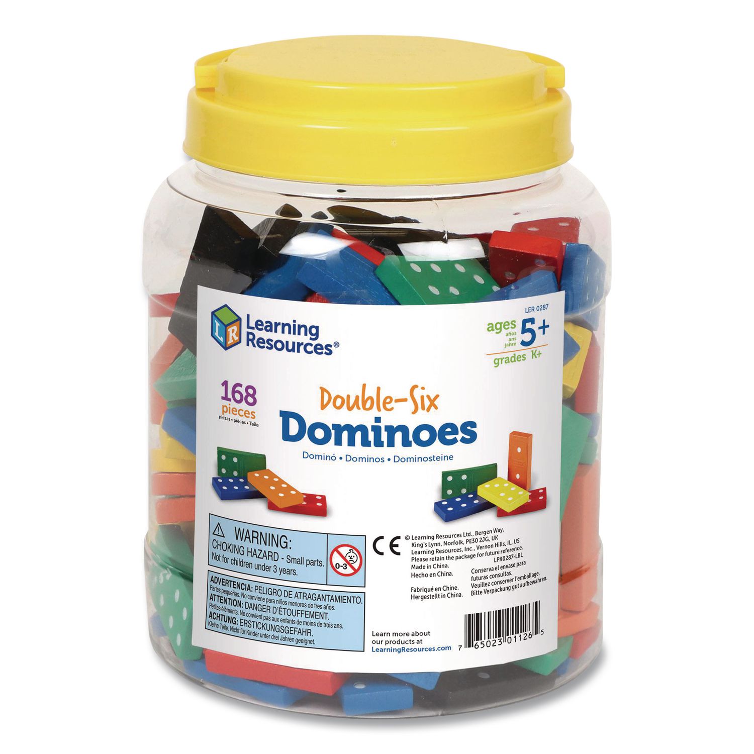 Double-Six Dominoes in Bucket, 2 to 4 Players, Grades K to 4, 168 Pieces