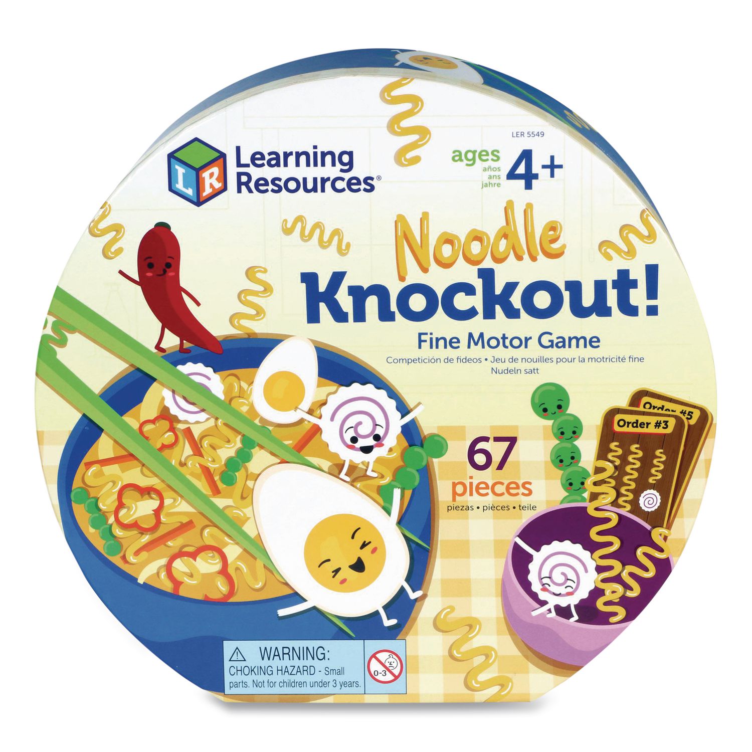 Noodle Knockout Fine Motor Game, 1 to 4 Players, Ages 4 and Up, 67 Pieces
