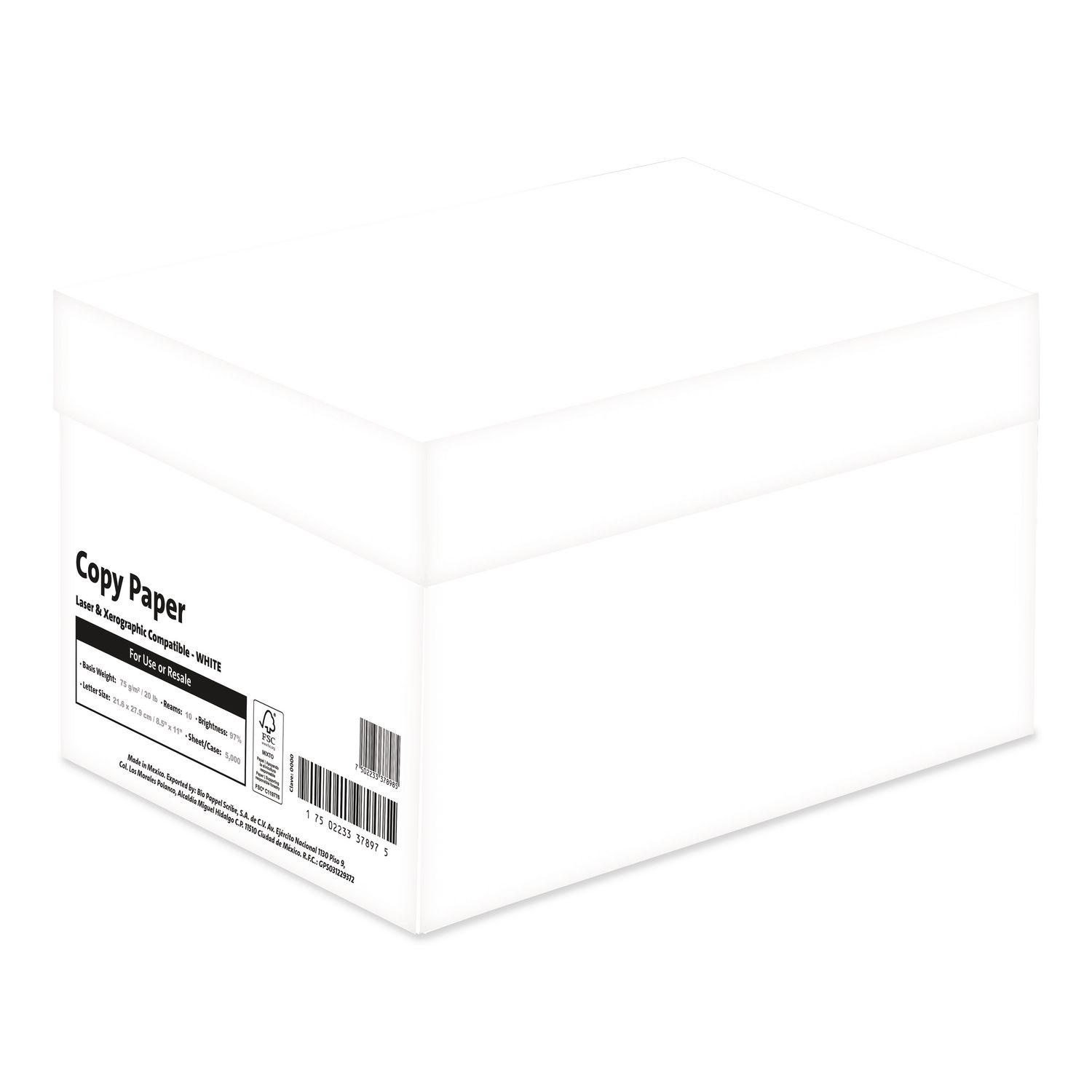 Office Paper, 92 Bright, 20 lb Bond, 8.5 x 11, White, 500 Sheets/Ream, 10 Reams/Carton, 40 Cartons/Pallet, 21 PLT/Truckload
