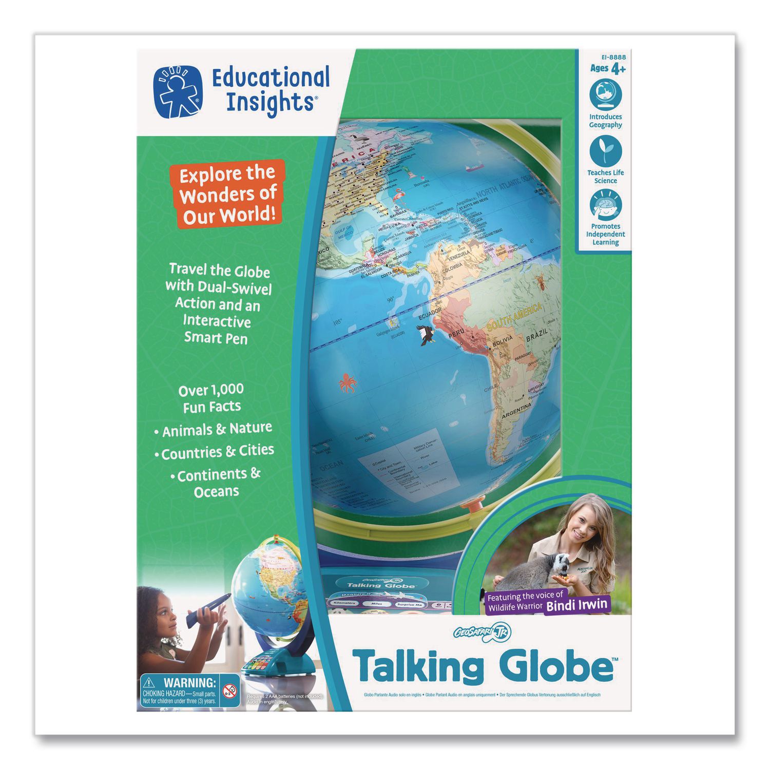 Geosafari Jr. Talking Globe, 12" dia, Semi-Meridian Mount, Blue Base