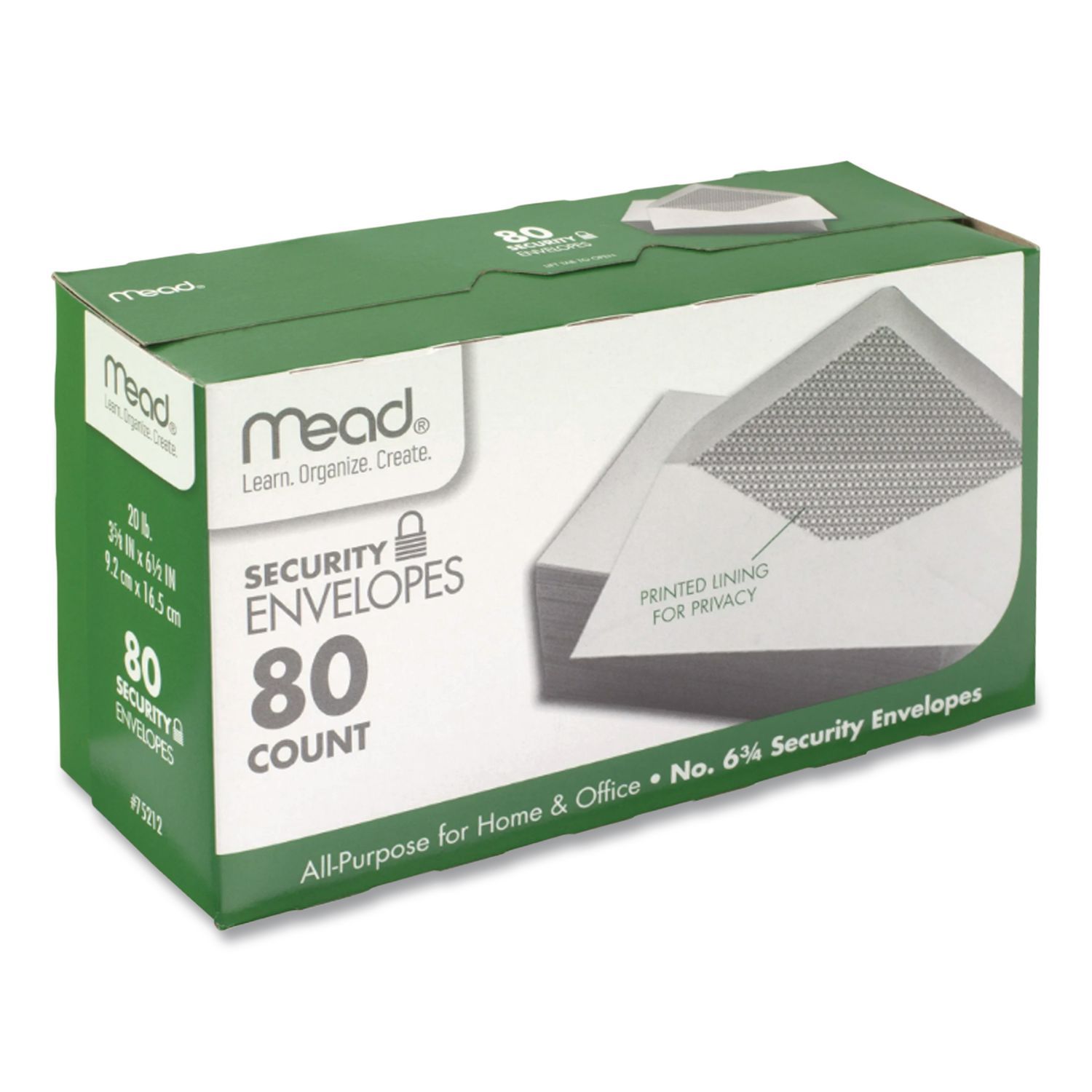 Security Tint Business Envelopes, #6 3/4, Monarch Flap, Gummed Closure, 3.63 x 6.5, White, 80/Box