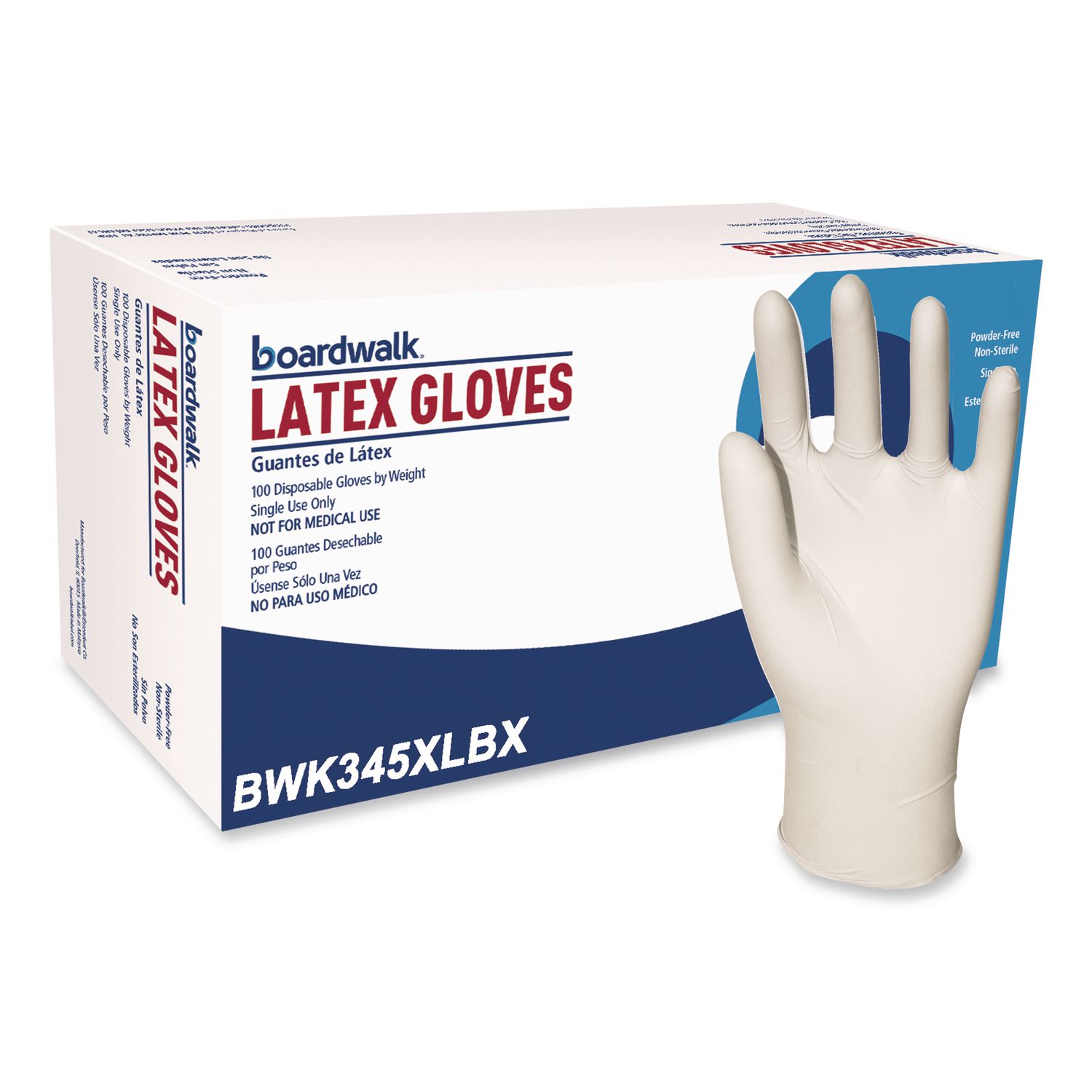 General-Purpose Latex Gloves, Powder-Free, X-Large, 4.4 mil Thick, 9.5" Long, Natural, 100/Box