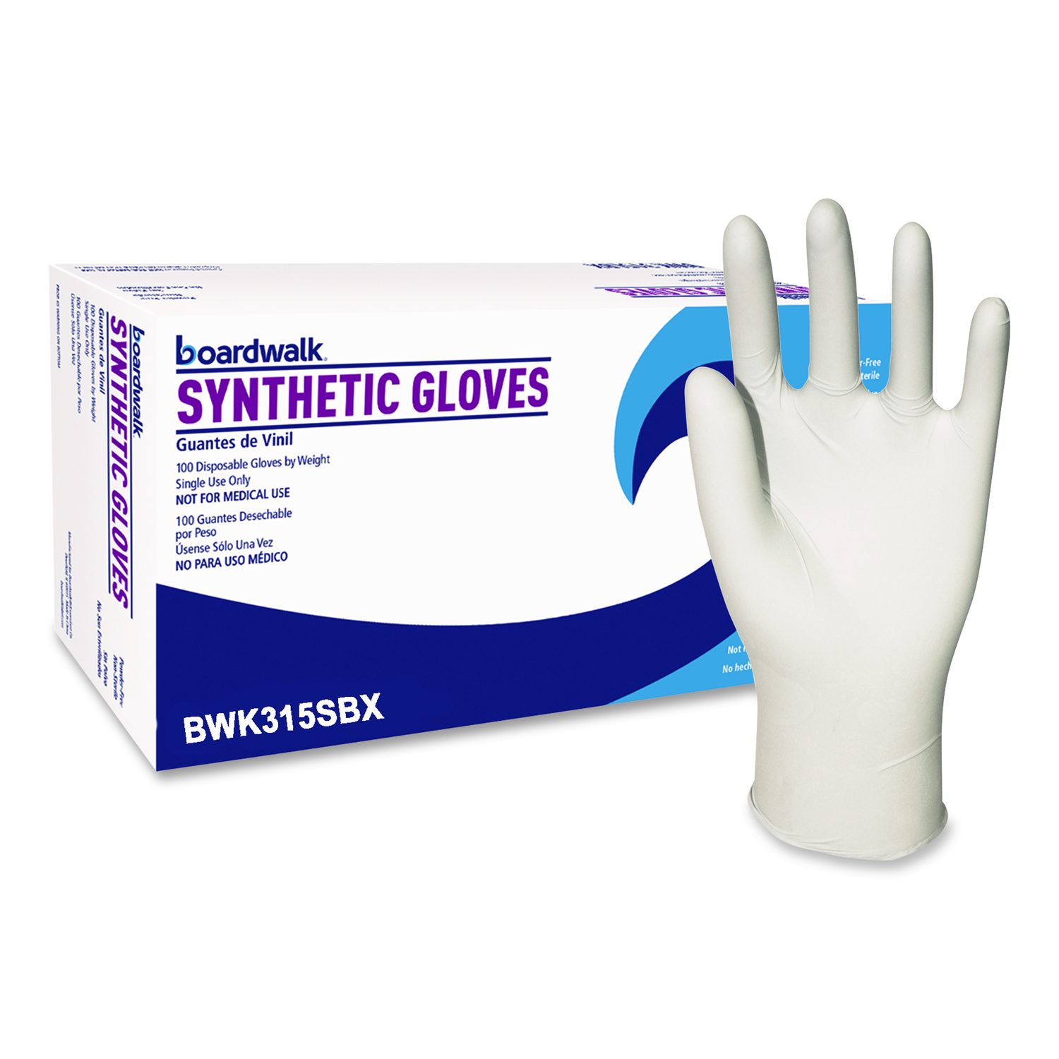 Powder-Free Synthetic Vinyl Gloves, Small, 4 mil Thick, 9.5