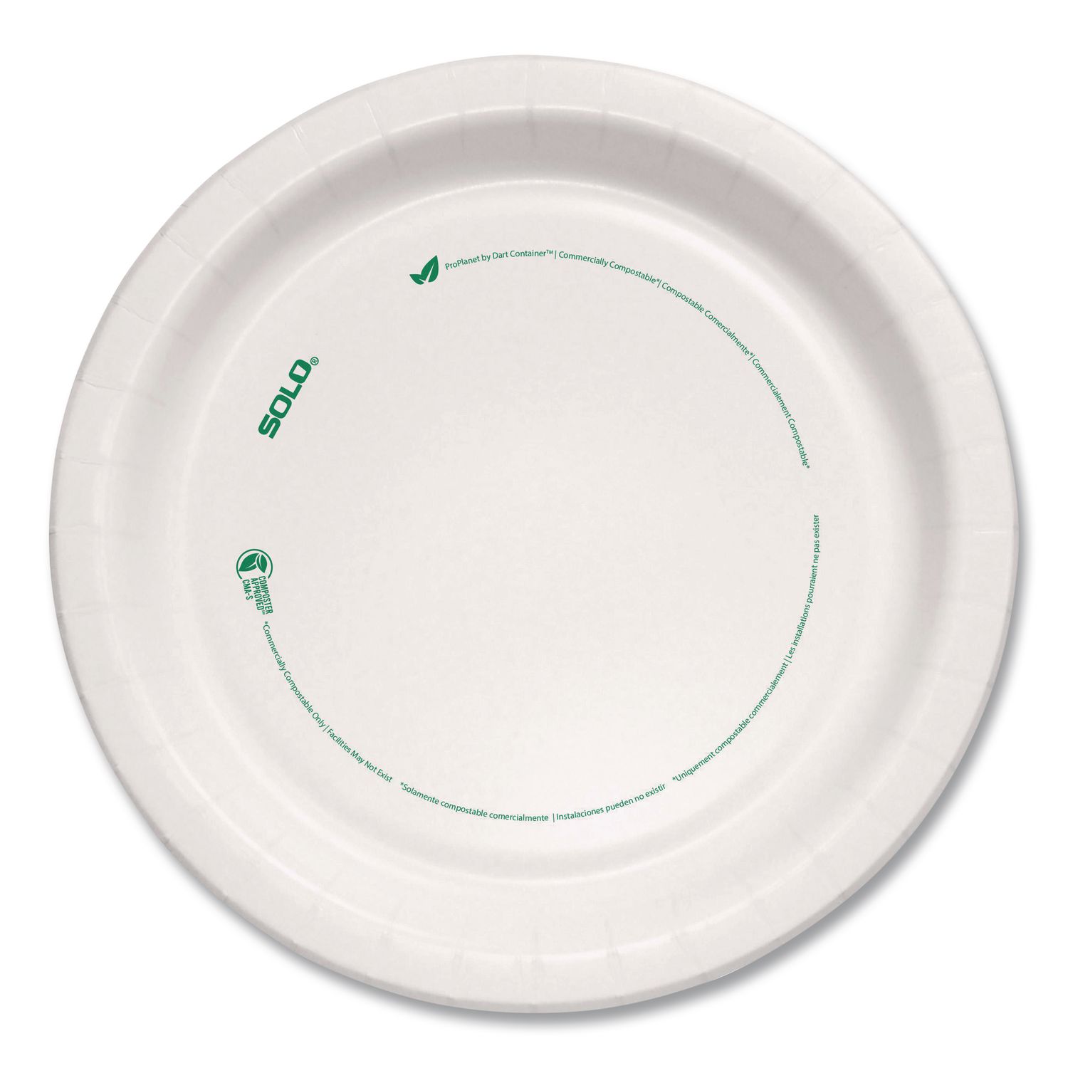 Compostable Paper Dinnerware, ProPlanet Seal, Plate, 8.5" dia, White, 500/Carton
