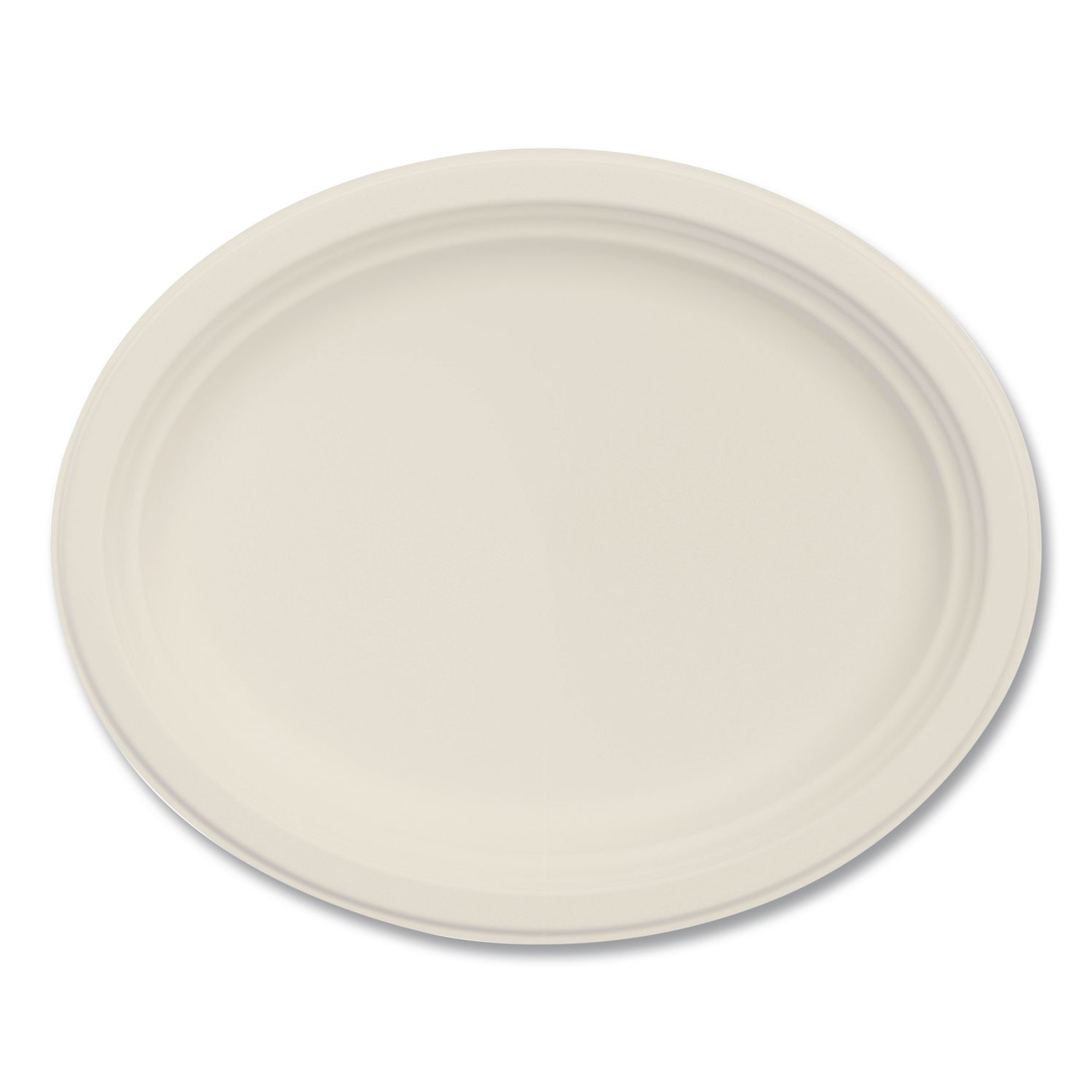 Compostable Molded Fiber Dinnerware, ProPlanet Seal, Platter, 12" Diameter, Natural, 500/Carton