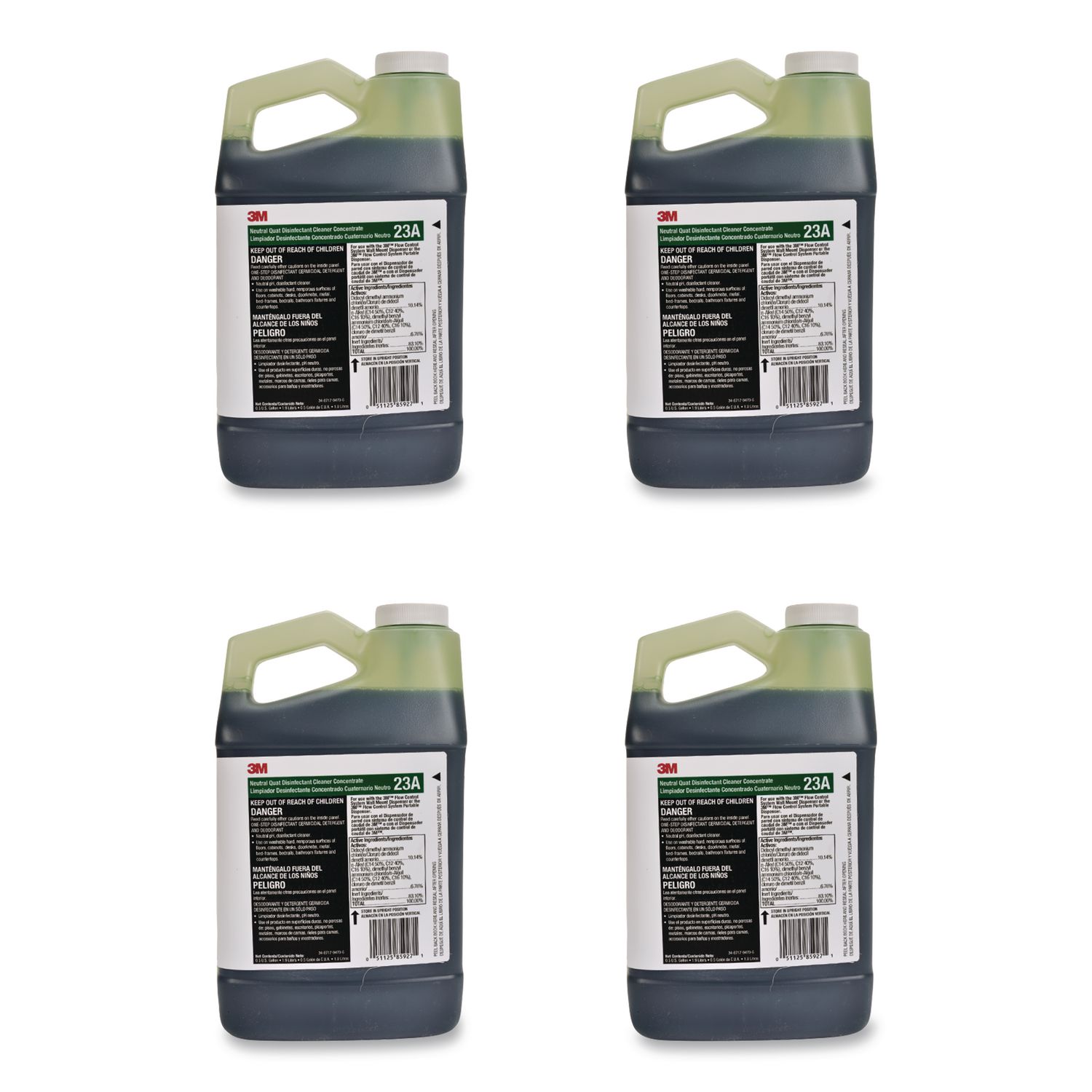 Neutral Quat Disinfectant Cleaner Concentrate 23A, 0.5 gal Bottle, 4/Carton