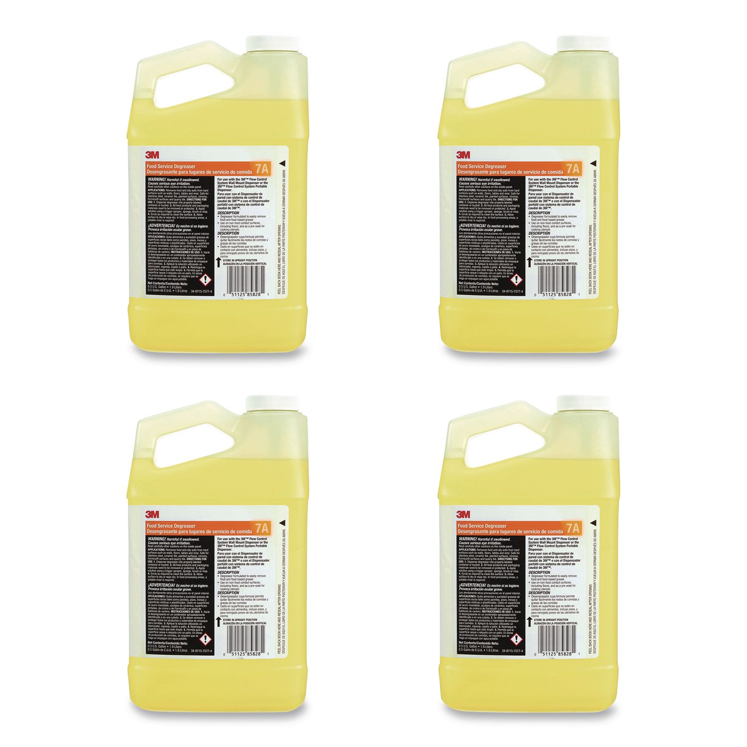 Food Service Degreaser Concentrate 7A, 0.5 gal Bottle, 4/Carton