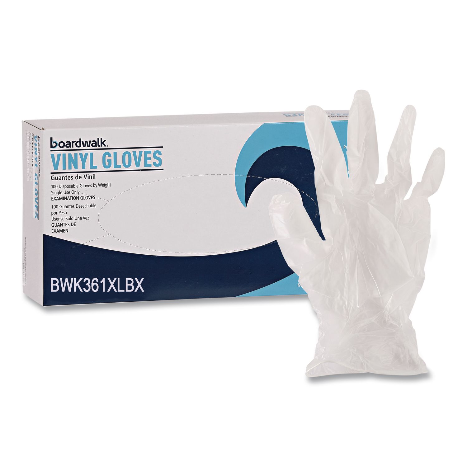 Exam Vinyl Gloves, Powder-Free, X-Large, 3.6 mil Thick, 9.5" Long, Clear, 100/Box