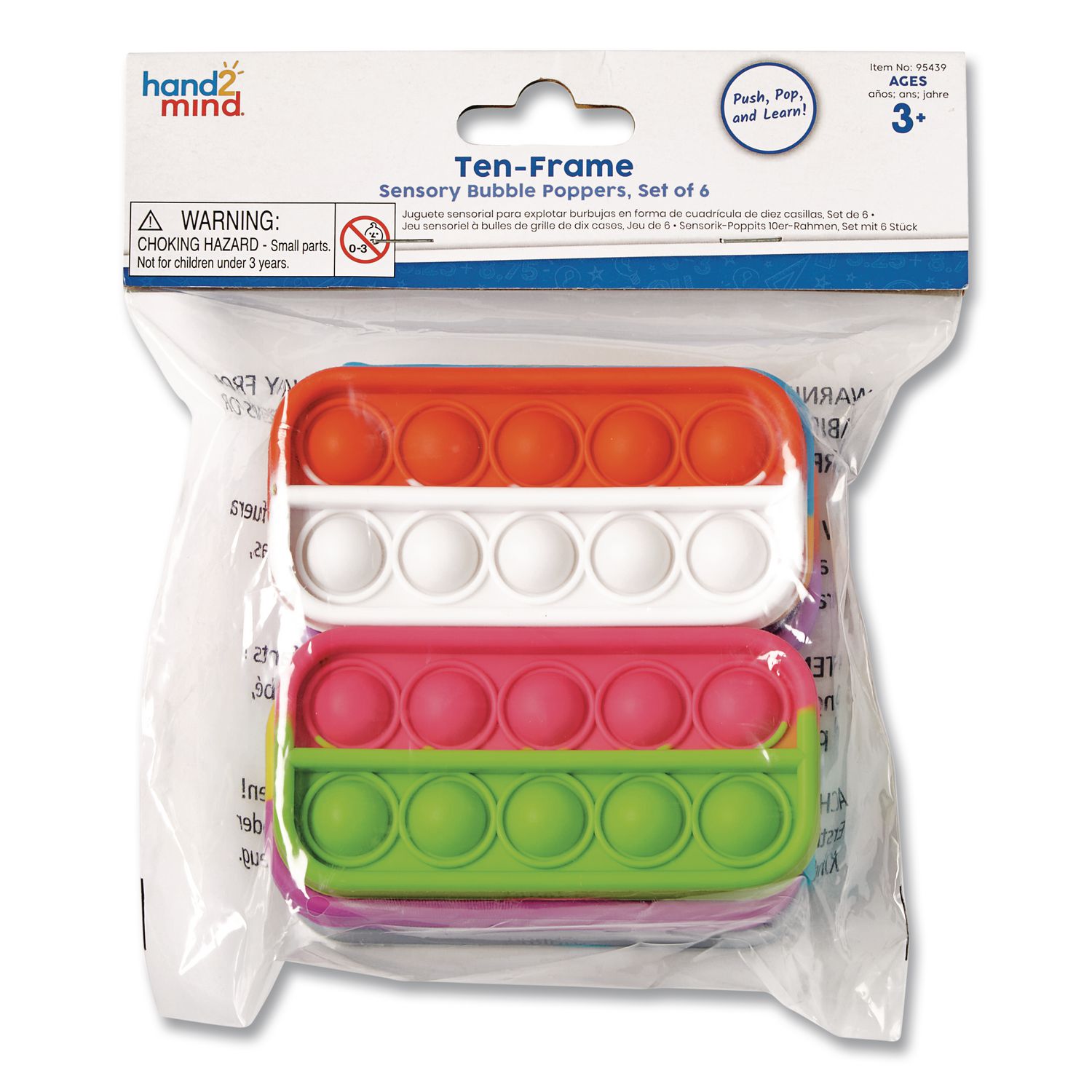 Ten-Frame Sensory Bubble Poppers, Pre-K to K, 6 Pieces