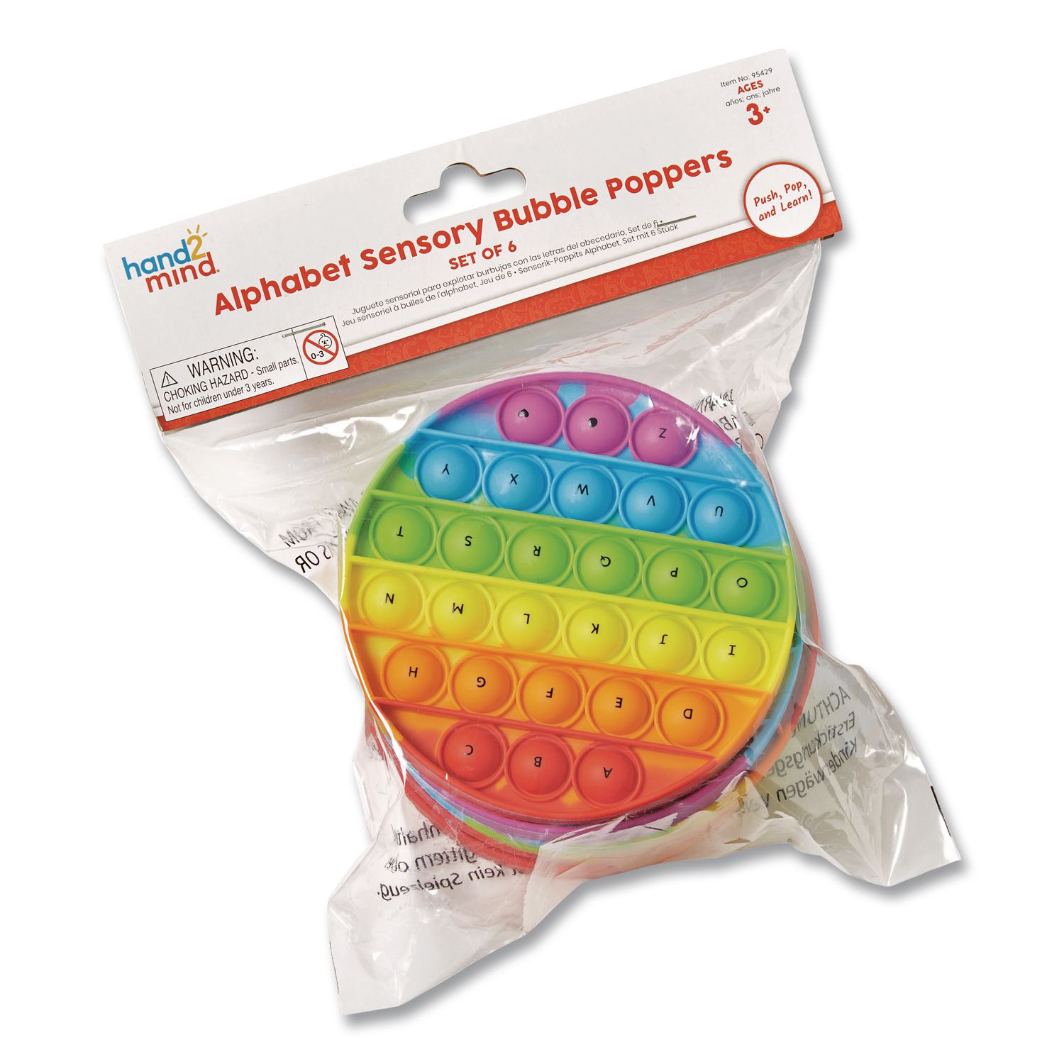 Alphabet Sensory Bubble Poppers, Pre-K to K, 6 Pieces