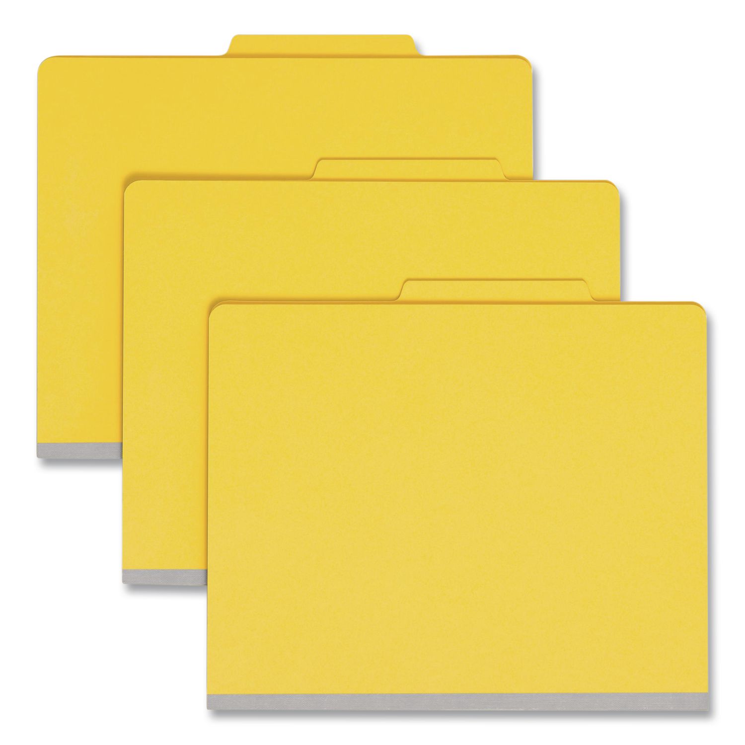 Colored Top Tab Classification Folders, 2/5-Cut Tab, Expands 2", 2 Divider, 6 SafeSHIELD Fastener, Letter Size, Yellow, 10/BX