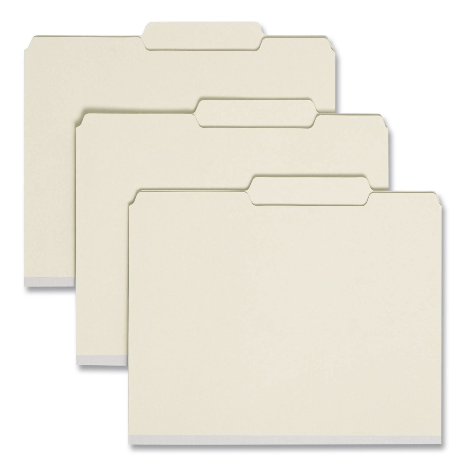 Recycled Pressboard Fastener Folders, 2/5 Tab: R of C, Expands 1", 2 SafeSHIELD Fasteners, Letter Size, Gray-Green, 25/Box