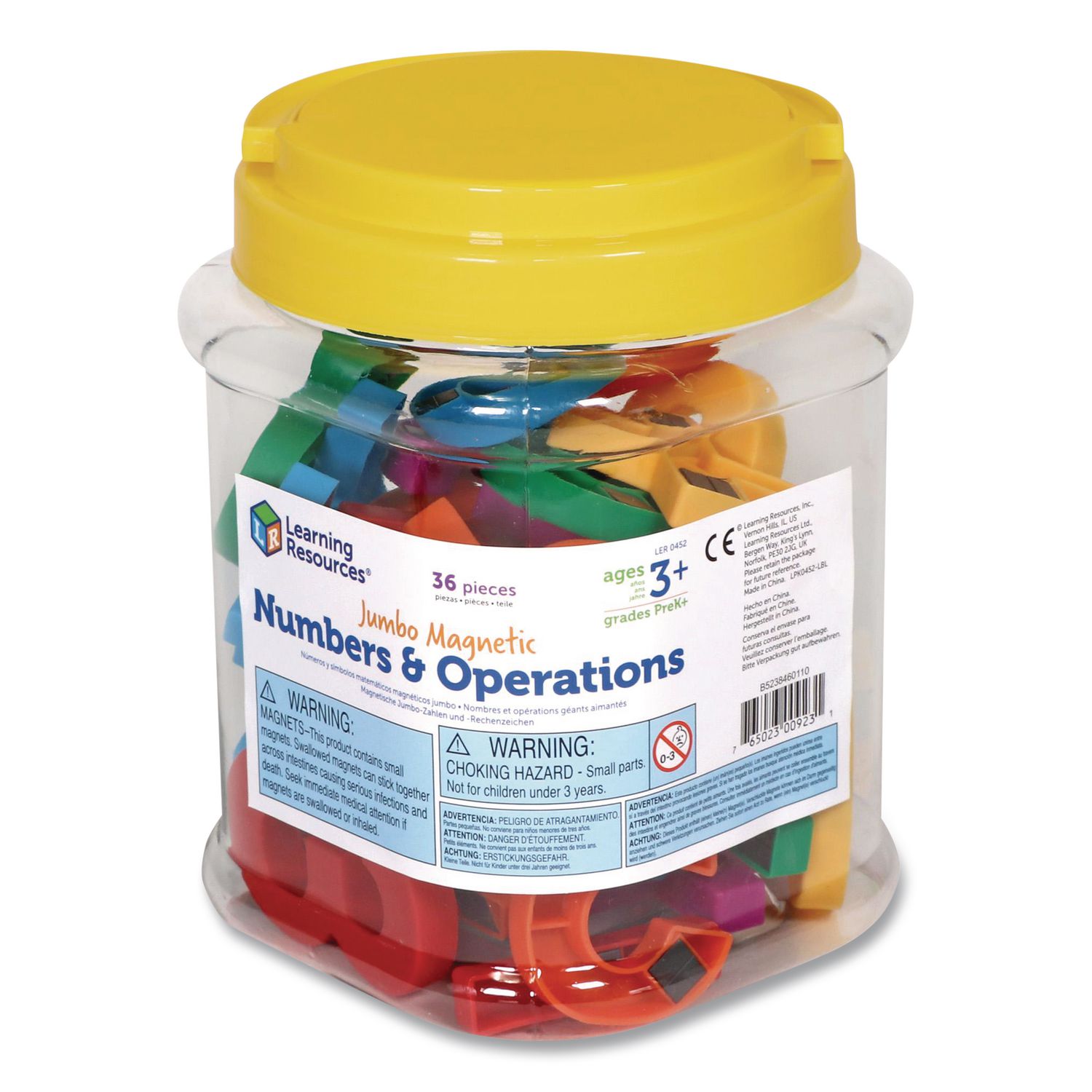Jumbo Magnetic Numbers and Operations, Assorted Colors, 36 Pieces