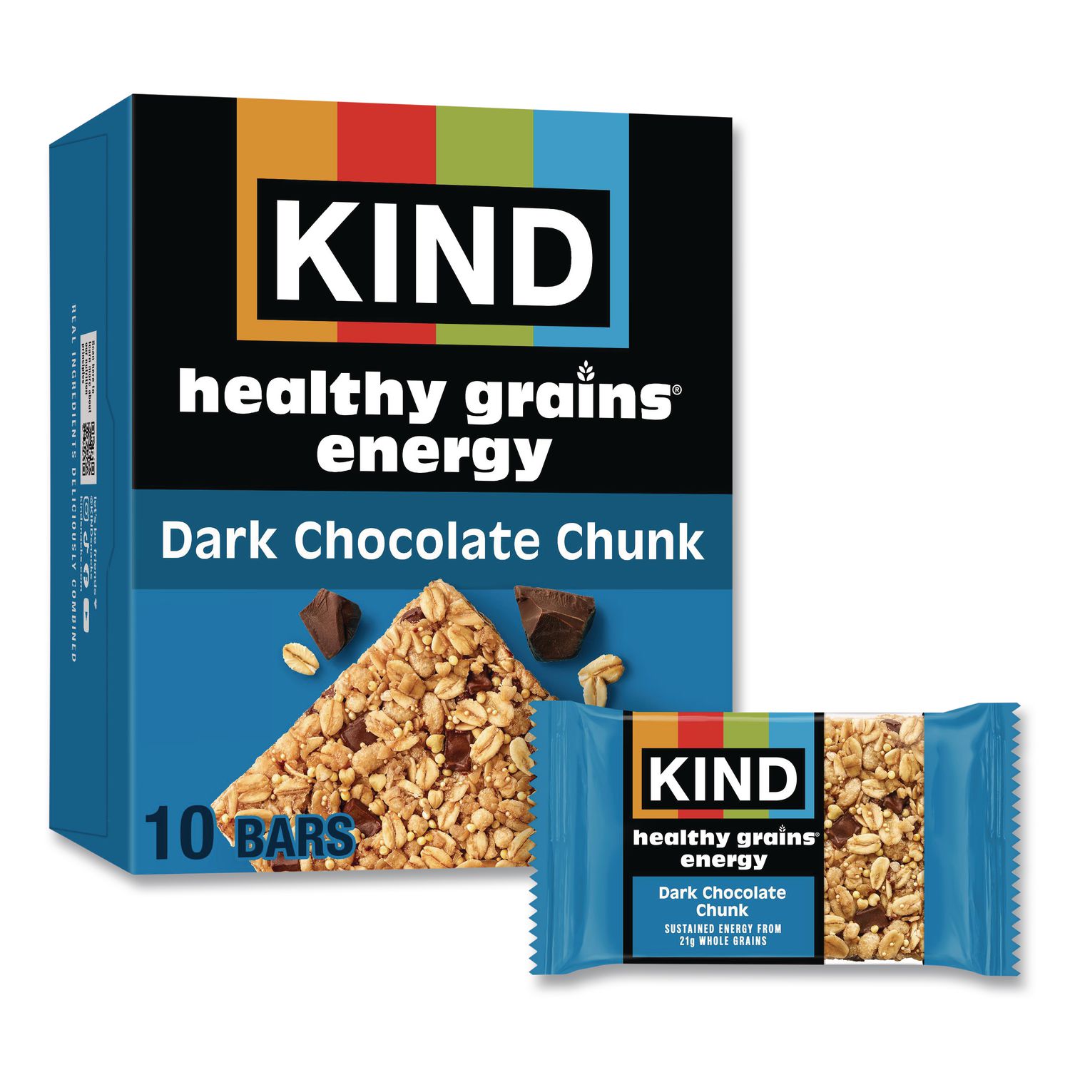 Healthy Grains Energy Dark Chocolate Chunk Bars, 1.4 oz Bar, 10/Box