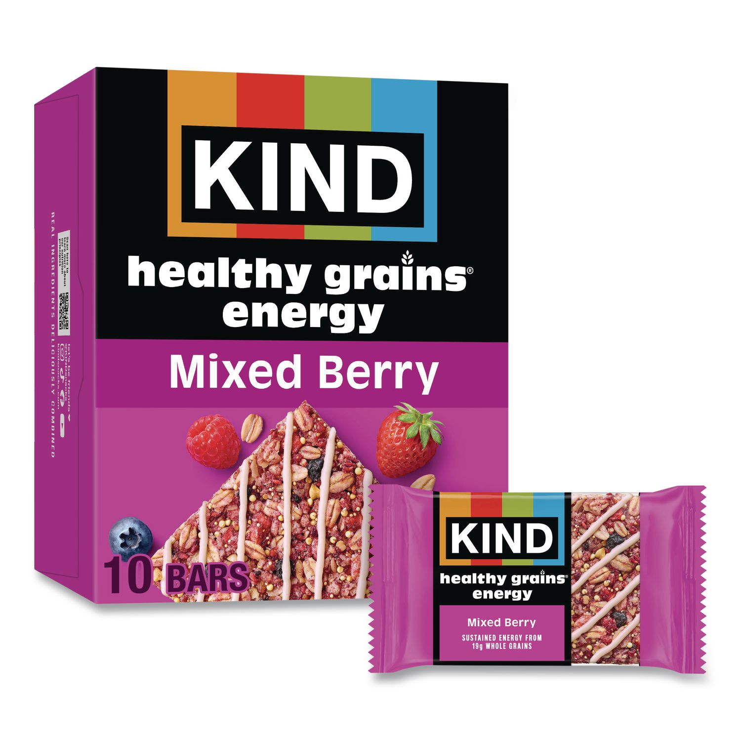 Healthy Grains Energy Mixed Berry Bars, 1.4 oz Bar, 10/Box