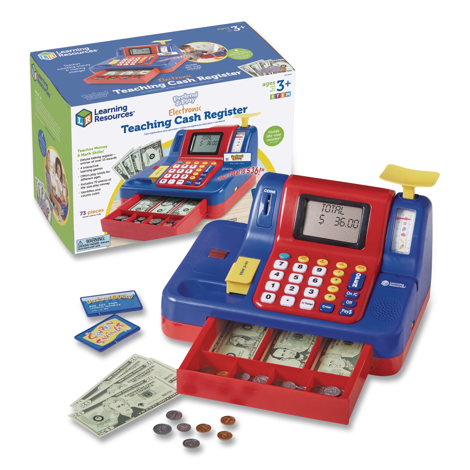 Teaching Cash Register, Pre-K to K, 73 Pieces