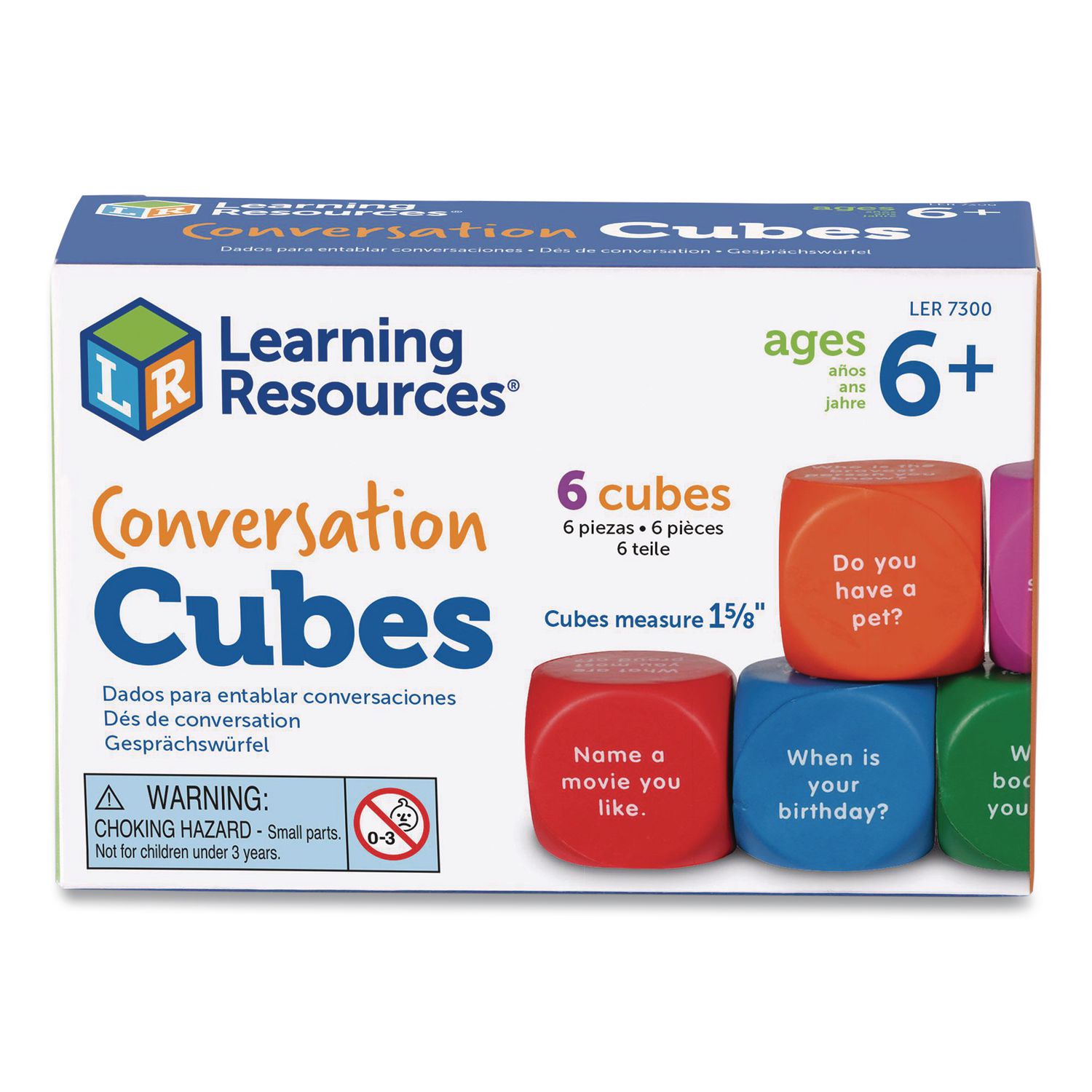 Conversation Cubes, Ages 6 and Up, Assorted Colors, 6 Pieces