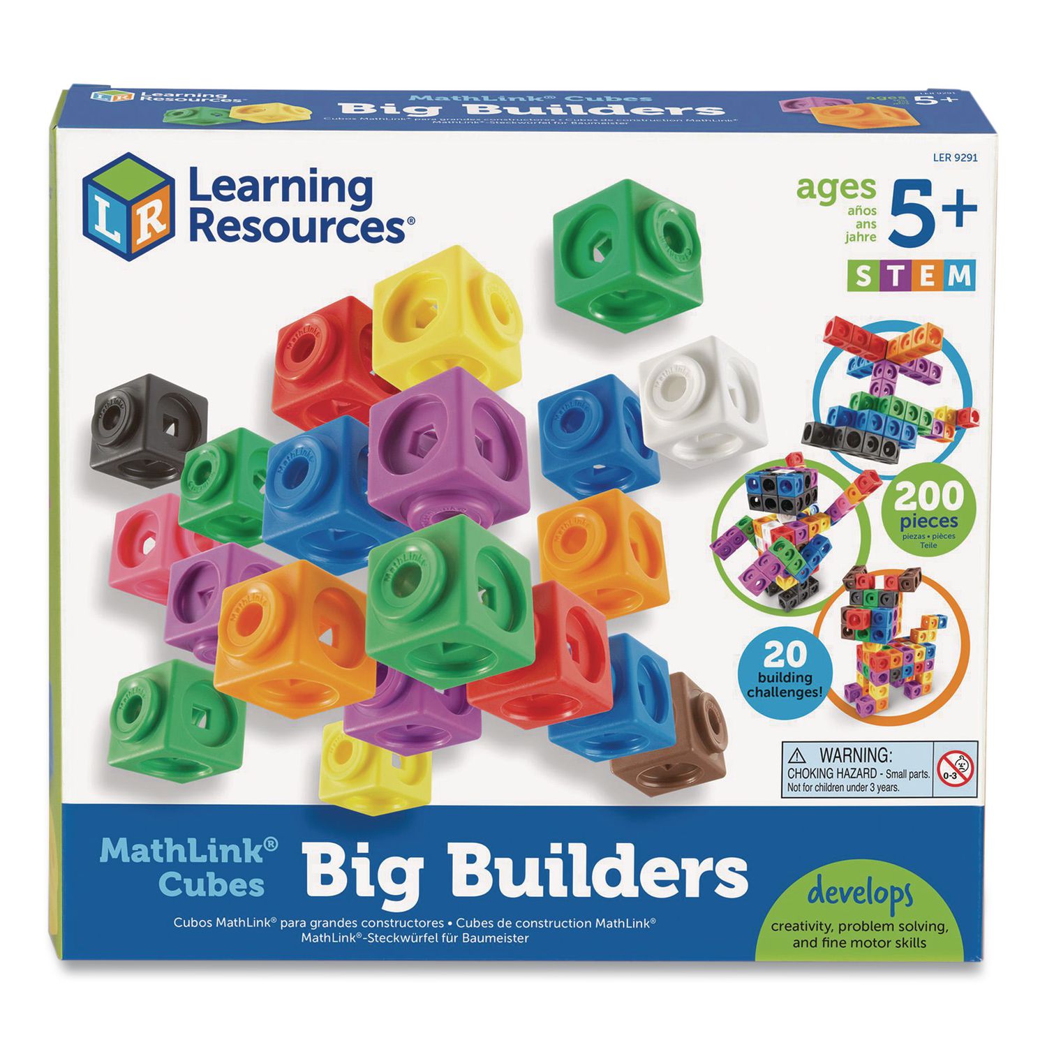 MathLink Cubes Big Builders, Grades 1 to 4, 200 Pieces