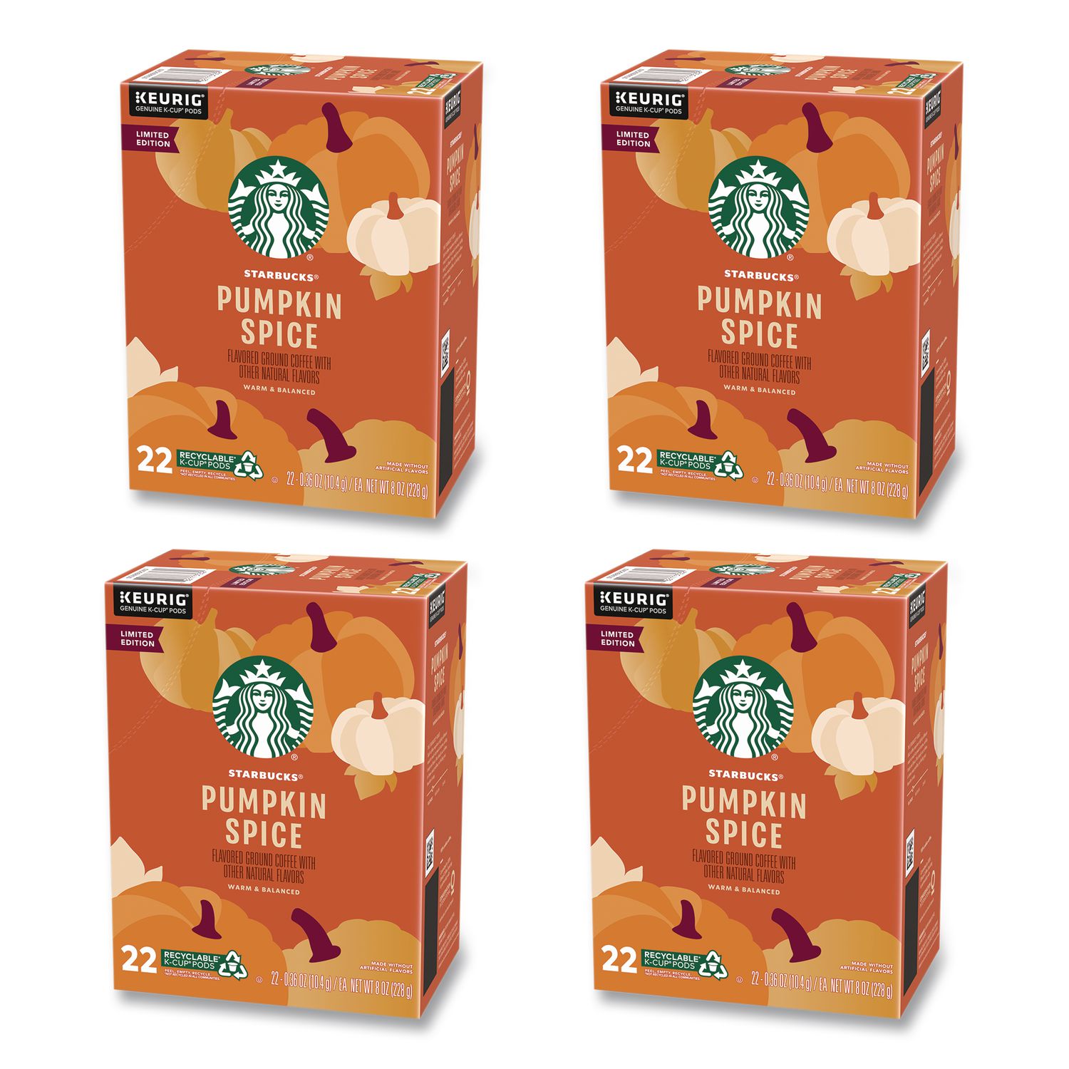 Pumpkin Spice Coffee, K-Cups, 22/Box, 4 Boxes/Carton