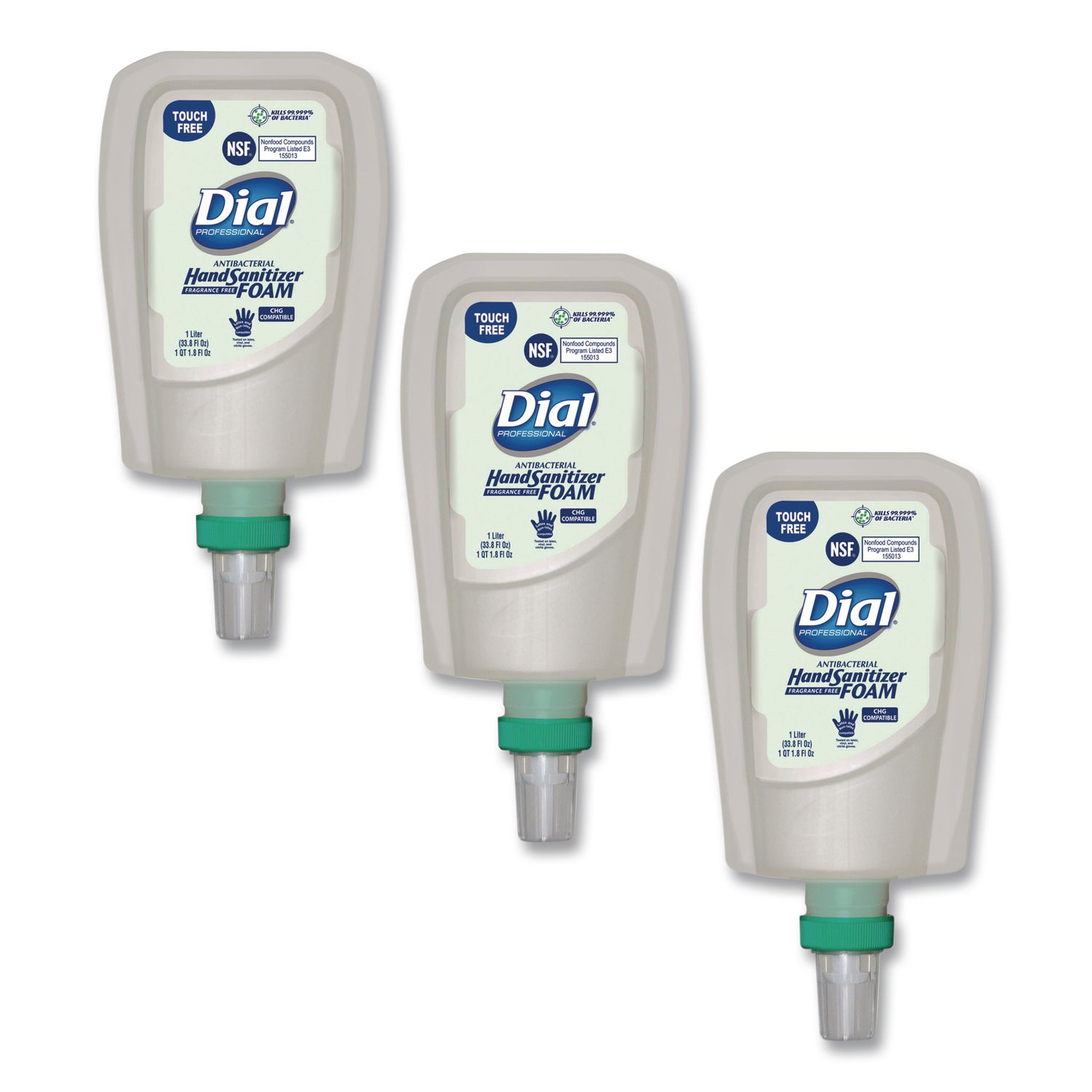 Antibacterial Foaming Hand Sanitizer Refill for FIT Touch Free Dispenser, 1 L Bottle, Fragrance-Free, 3/Carton