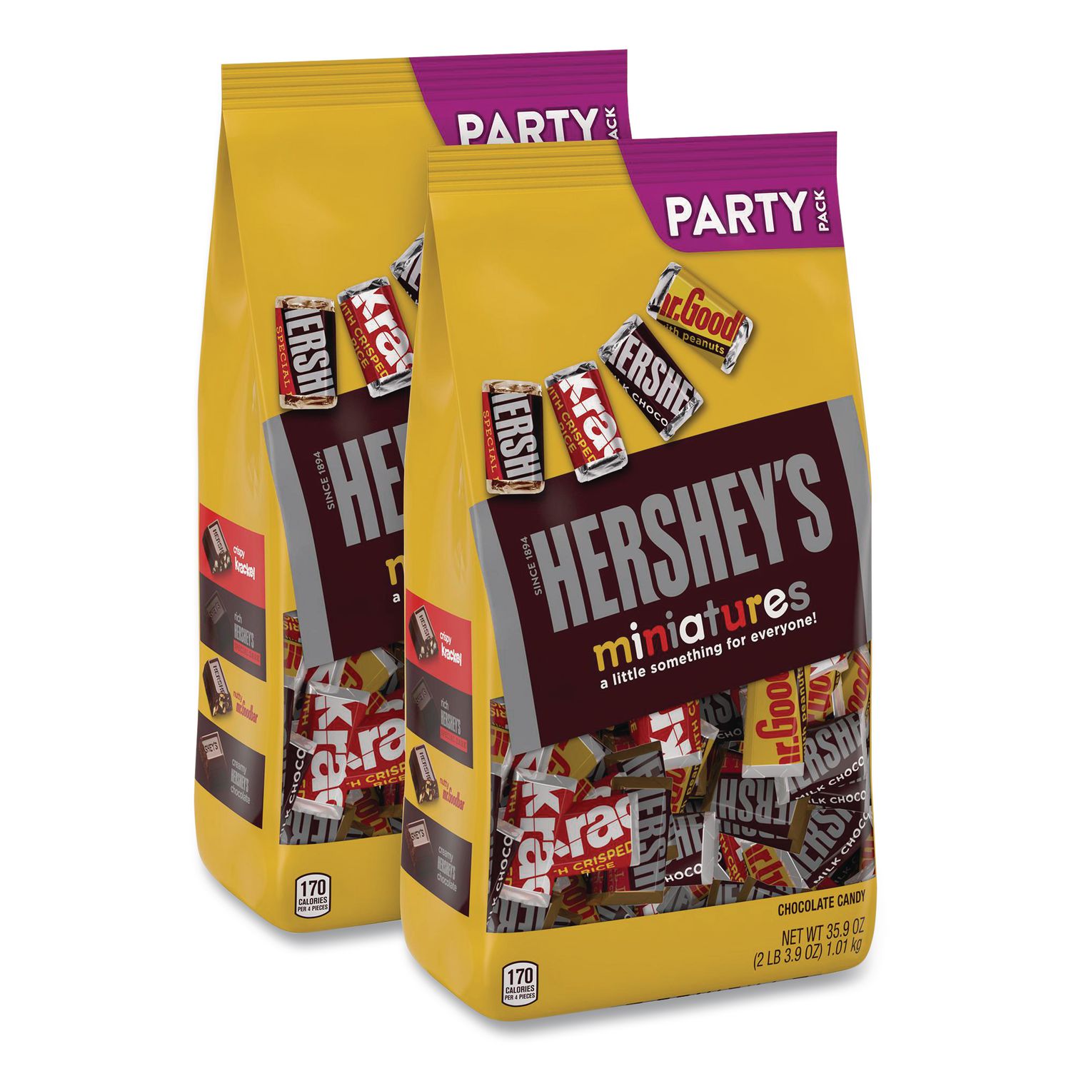 Chocolate Miniatures Party Pack Assortment, 35.9 oz Bag, 2 Bags/Carton