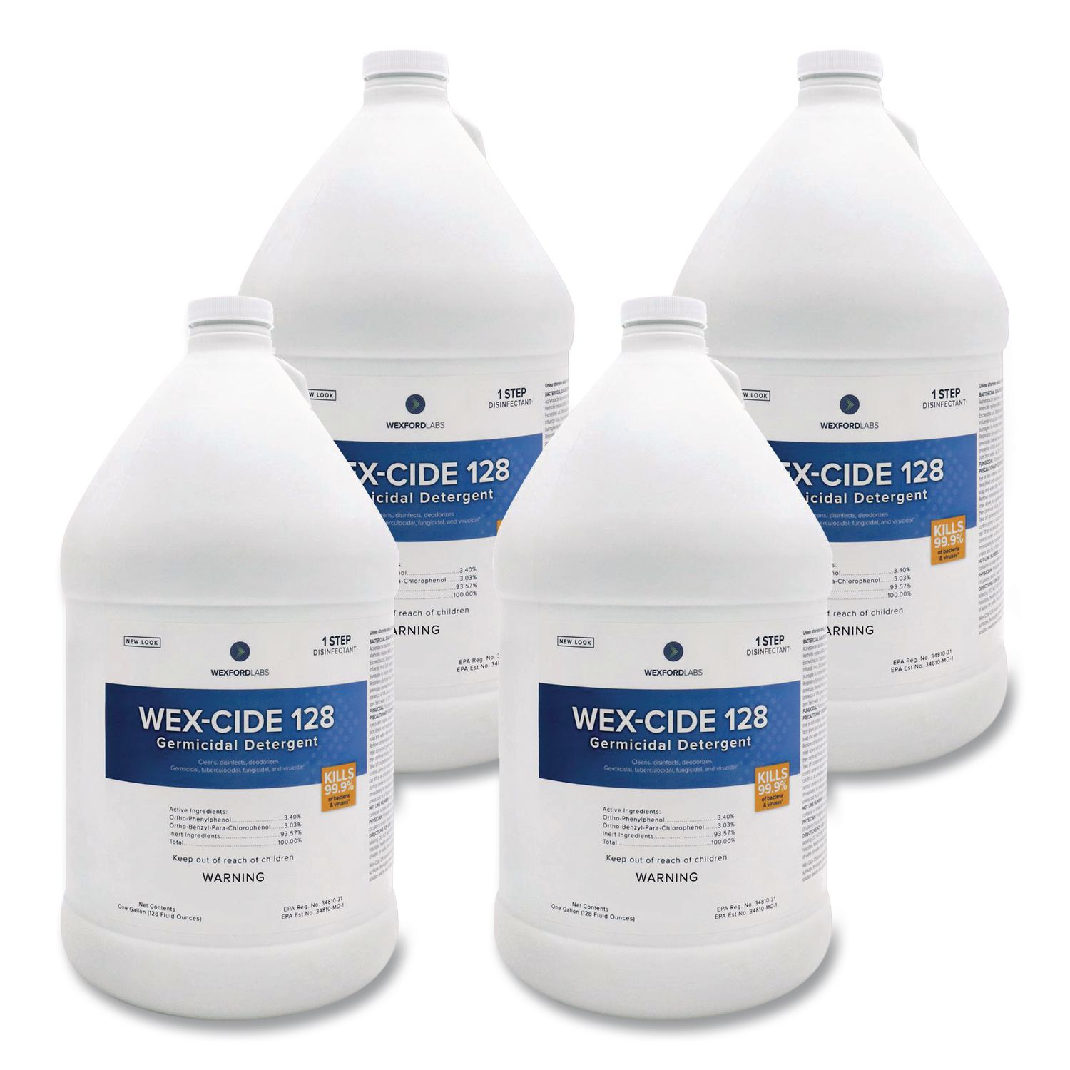 Wex-Cide Concentrated Disinfecting Cleaner, Nectar Scent, 128 oz Bottle, 4/Carton