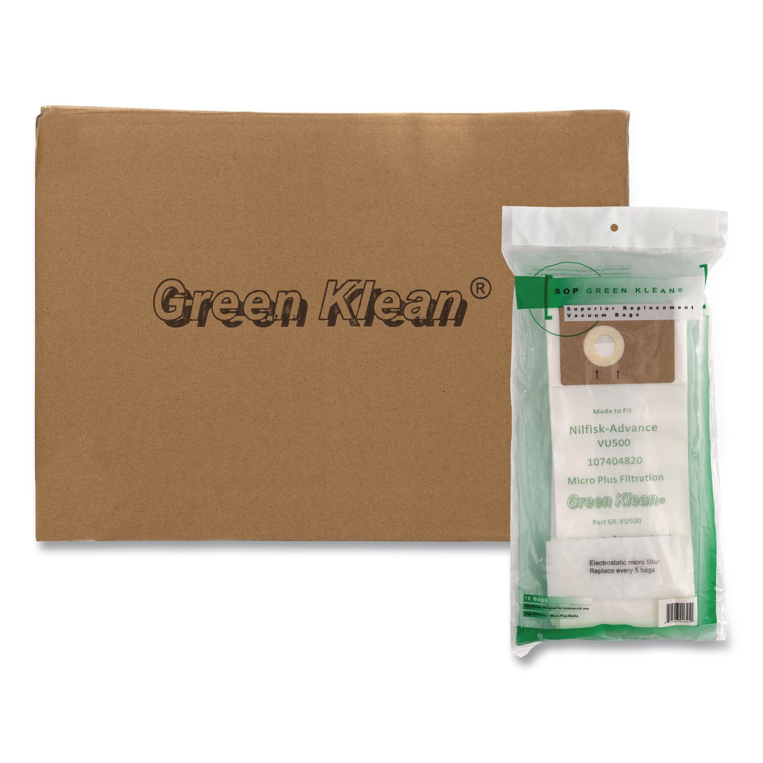 GK-VU500 Replacement Bag, 10 Bags/Pack, 10 Packs/Carton