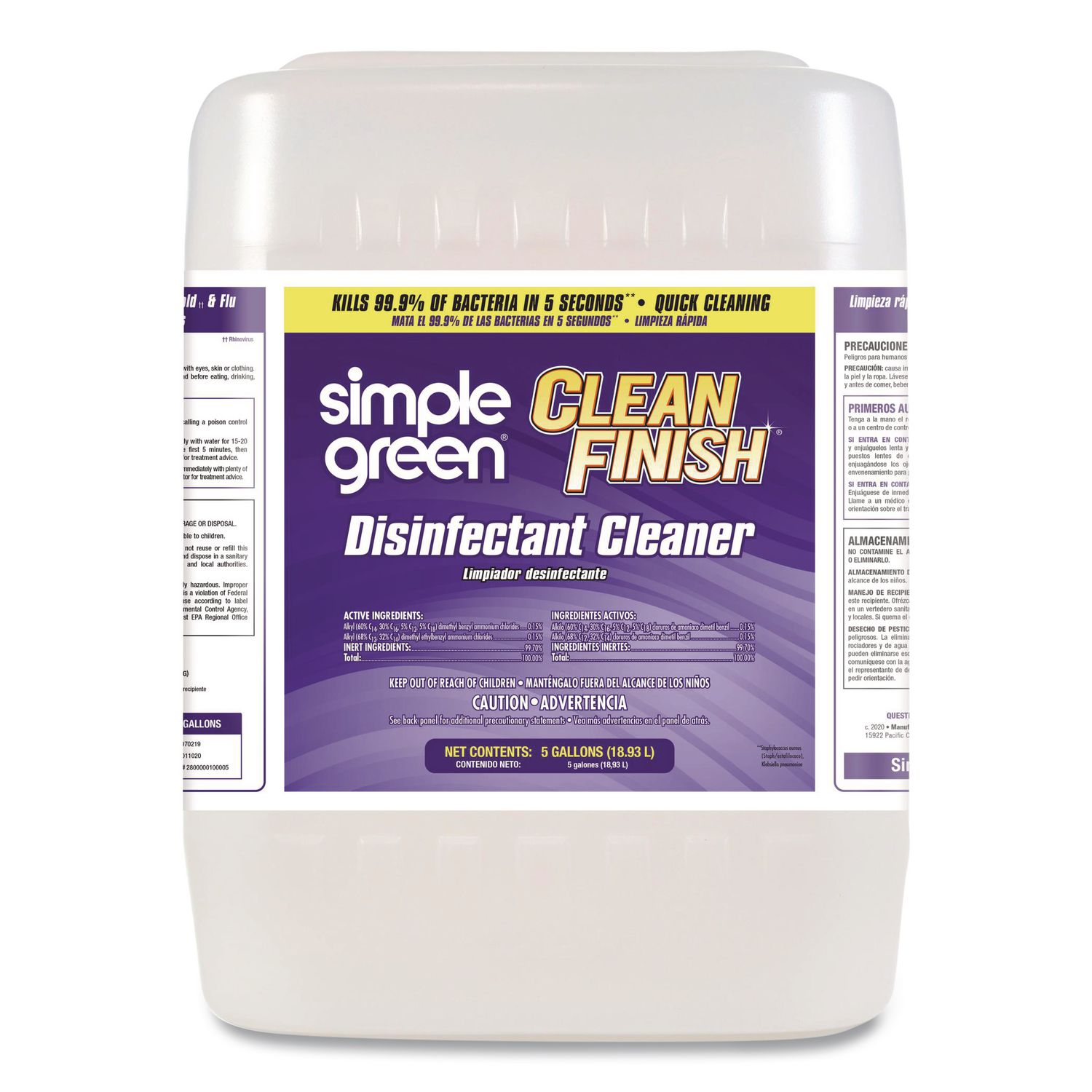 Clean Finish Disinfectant Cleaner, Herbal Scent, 5 gal Pail