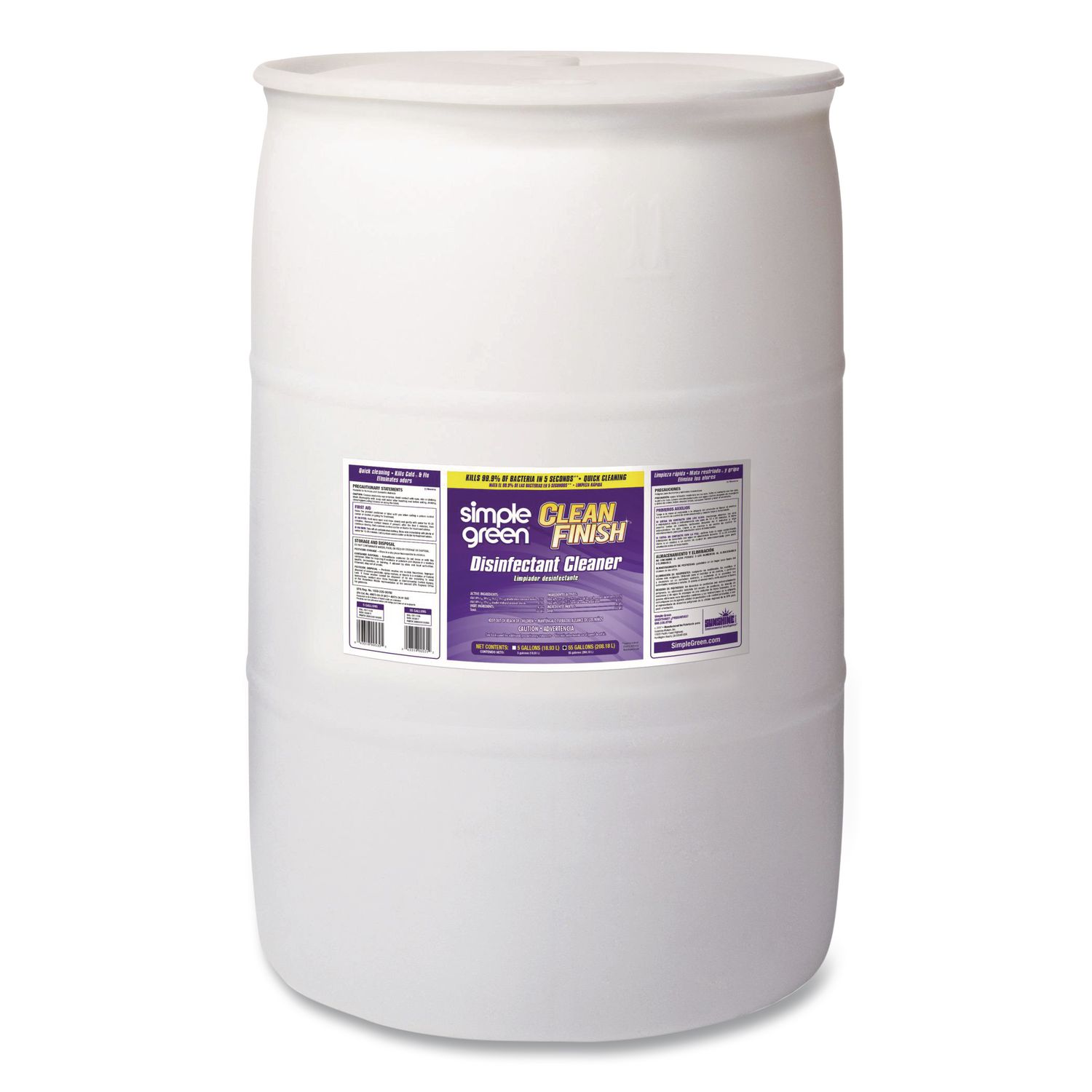 Clean Finish Disinfectant Cleaner, Herbal Scent, 55 gal Drum