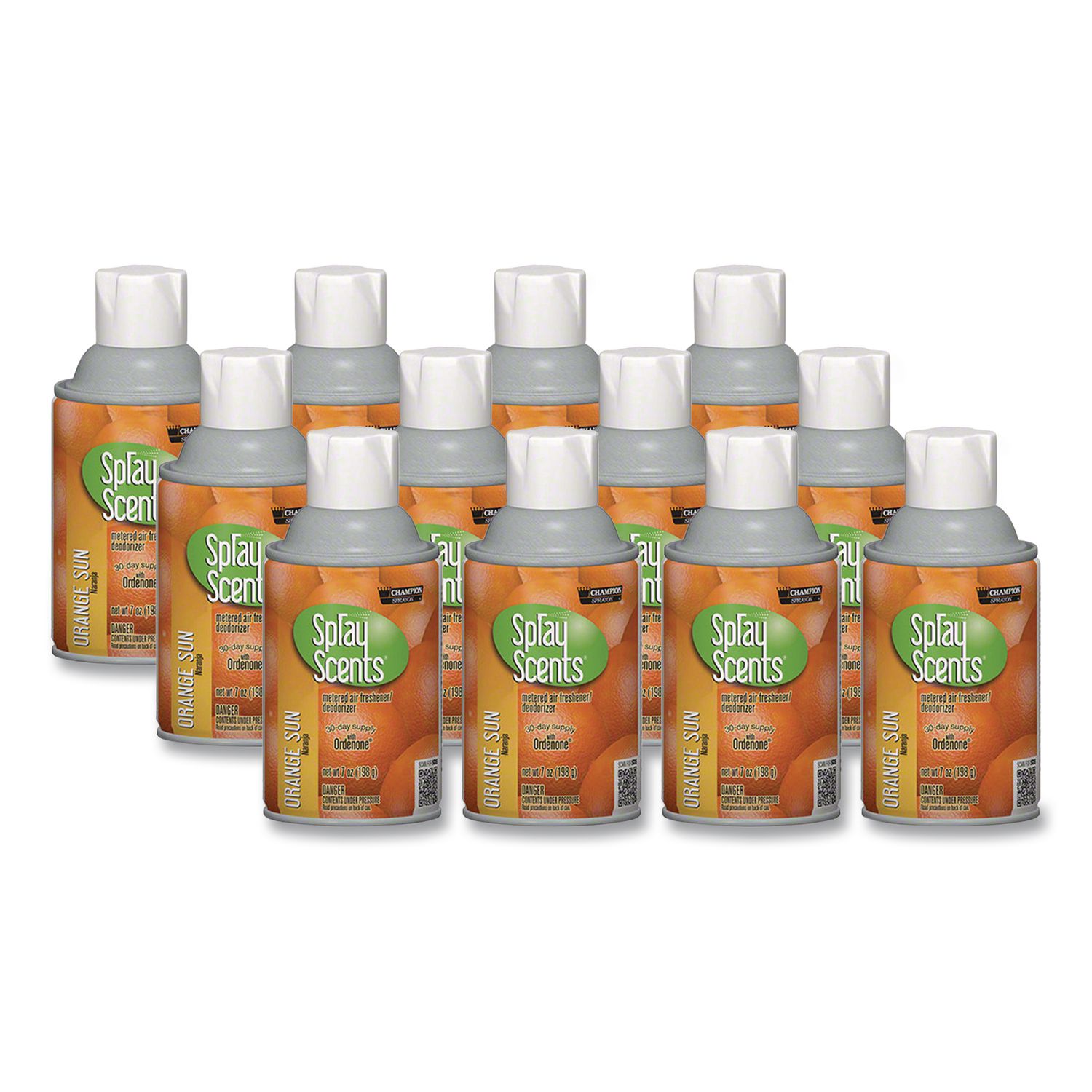 Champion Sprayon SPRAYScents Metered Air Freshener Refill, Orange Sun, 7 oz Aerosol Spray 12/Carton
