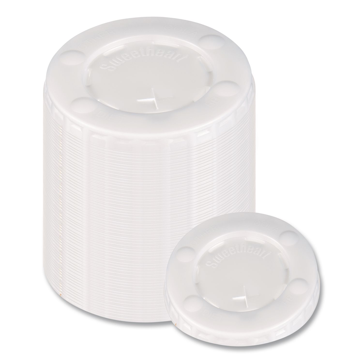 Straw-Slot Cold Cup Lids, Identification Buttons, Fits 10 oz Cold Cups, Plastic, Translucent, 2,000/Carton
