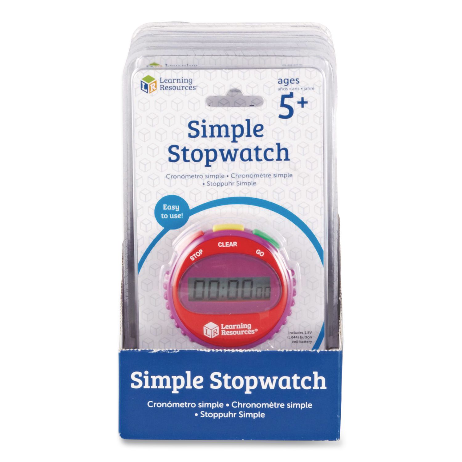 Simple Stopwatch, Accurate to 1/100 seconds, Randomly Assorted Colors, Black Lanyard, Set of 6