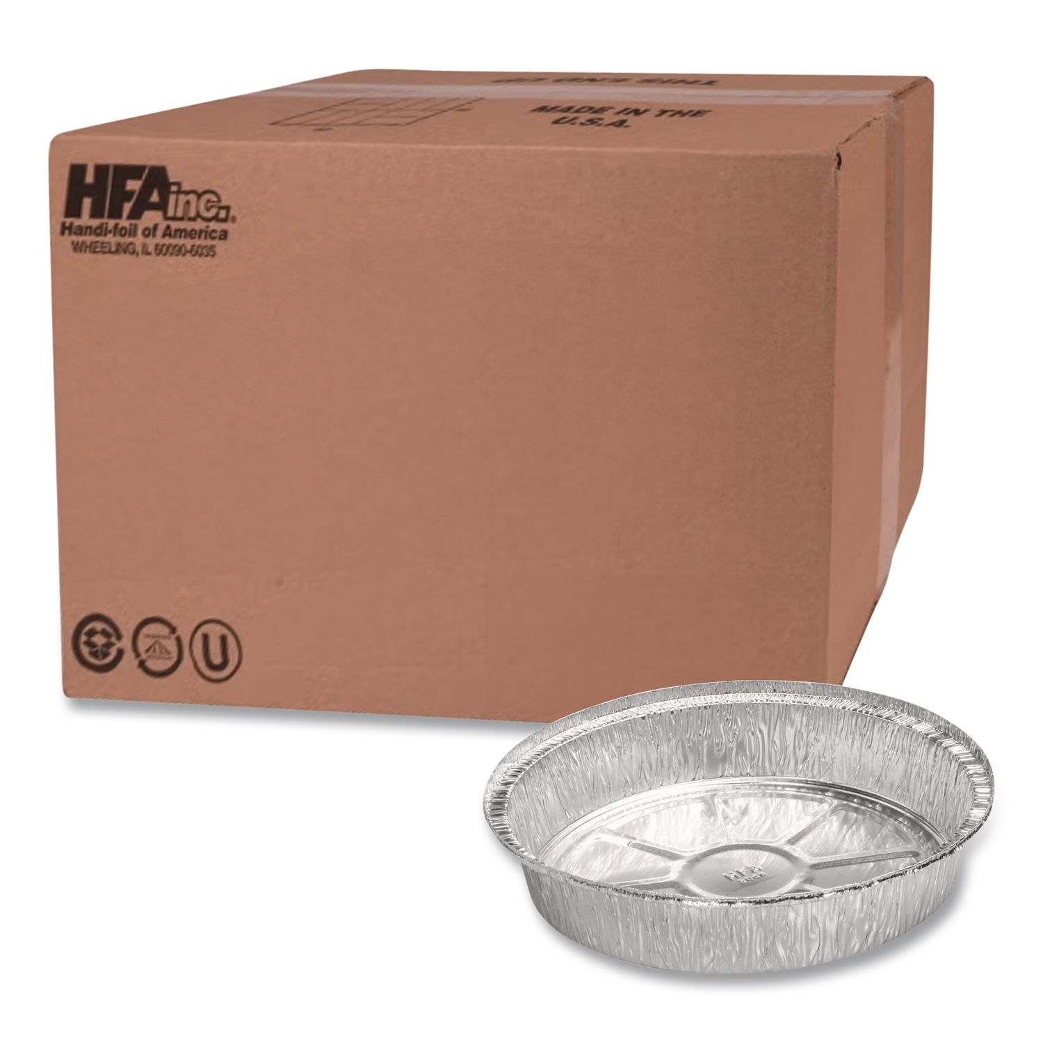 Round Aluminum Containers, 32 oz, 9.03" Diameter x 1.25" h, Silver, 500/Carton