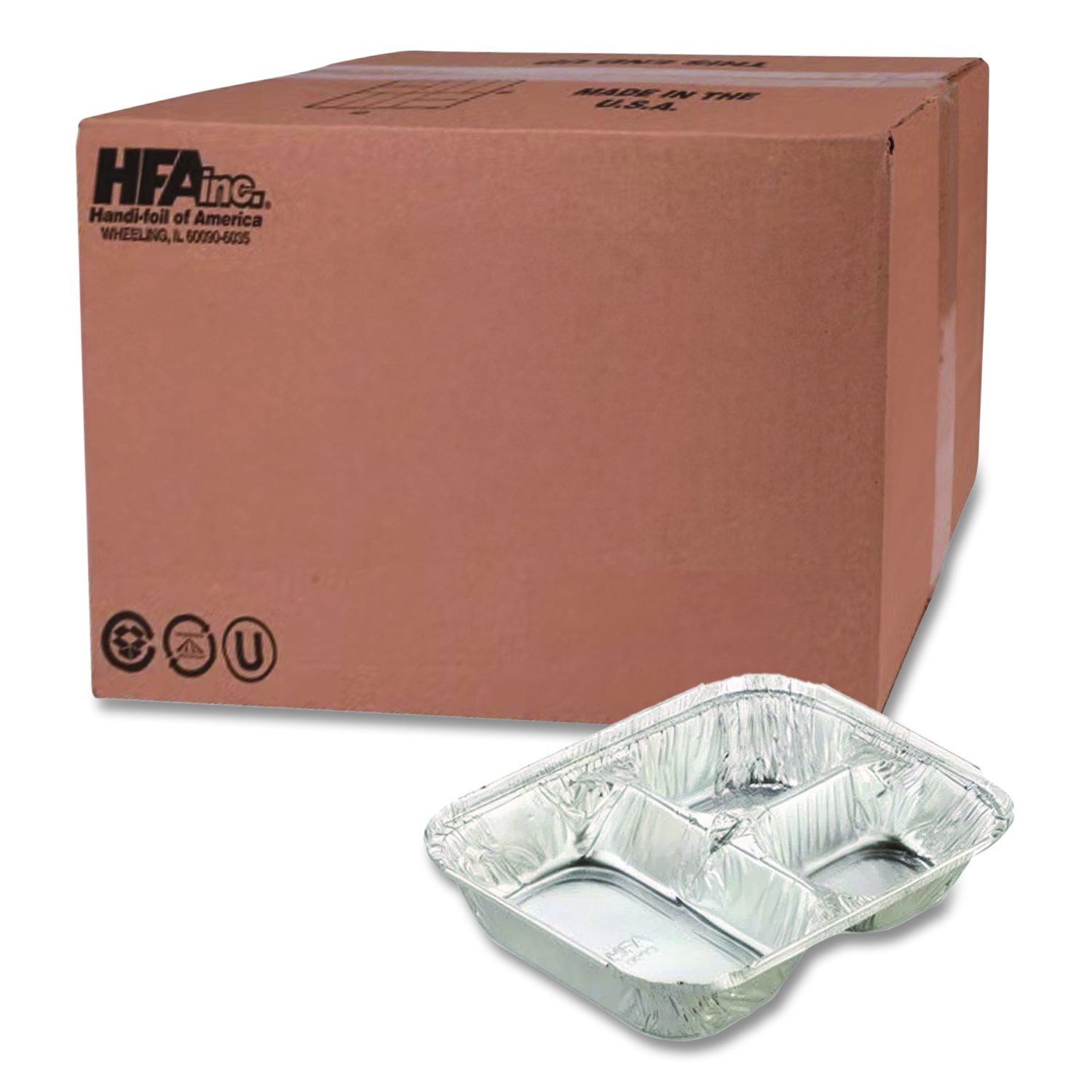 Aluminum Oblong Container with Lid, 3-Compartment - Short and