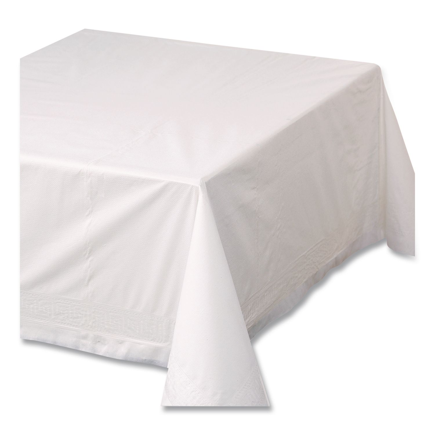 Tissue/Poly Tablecovers, 72" x 72", White, 25/Carton