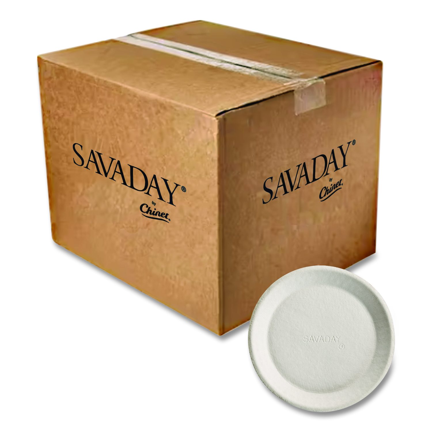 Savaday Molded Fiber Plates, Paper, 10" dia, Cream, 500/Carton