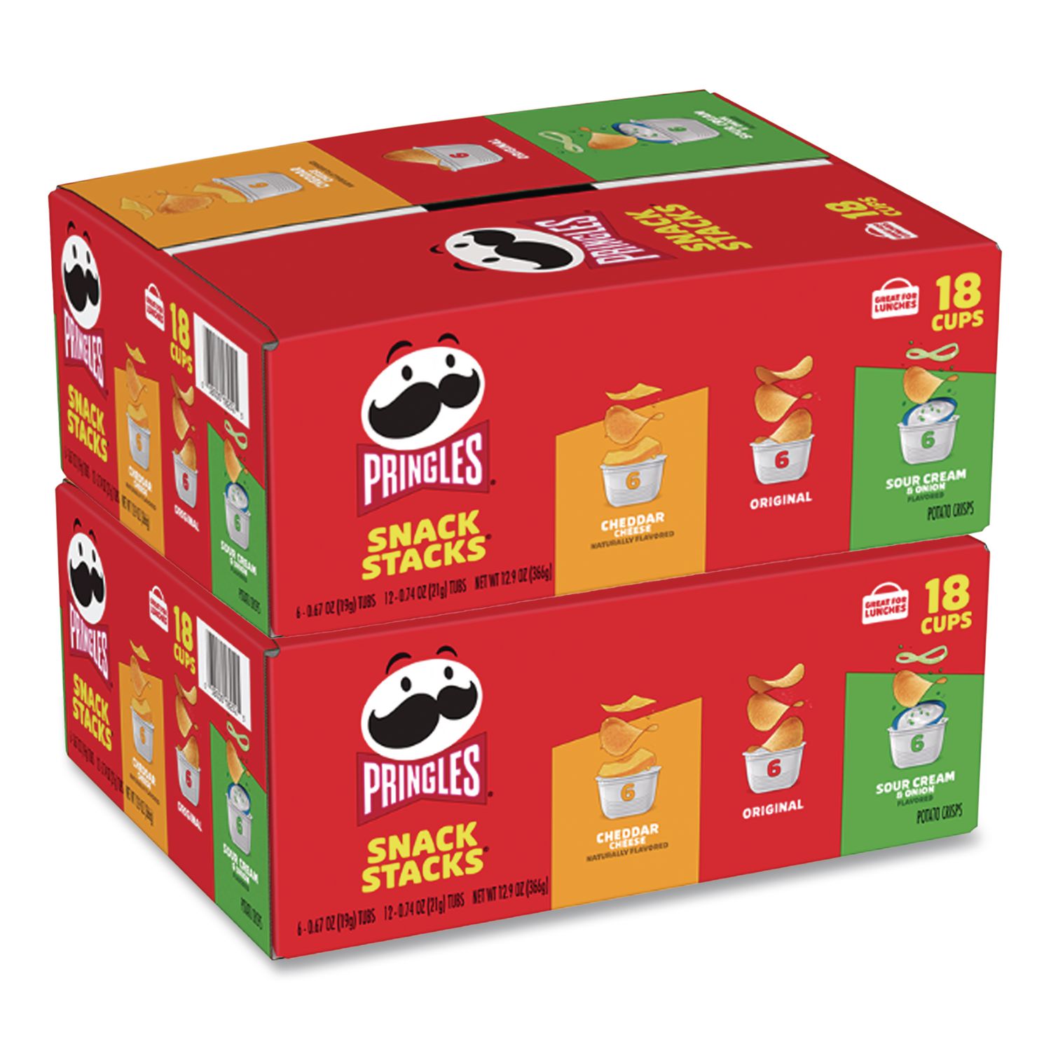 Potato Chips, Assorted, 0.67 oz Tub, 18 Tubs/Box, 2 Boxes/Carton