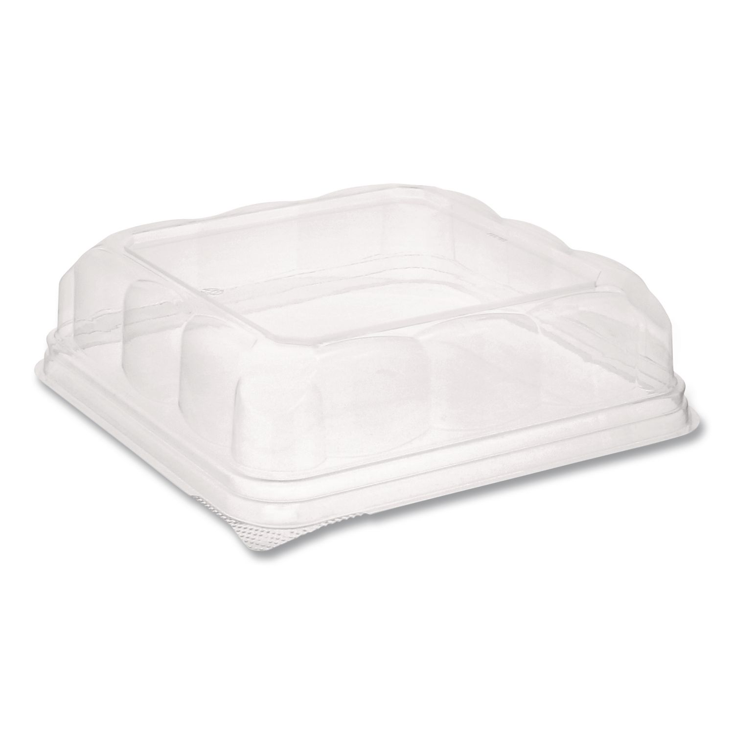 Recycled Container Lid, Dome Lid for 6 x 6 Brownie Container, 7.5 x 7.5 x 2.02, Clear, Plastic, 195/Carton
