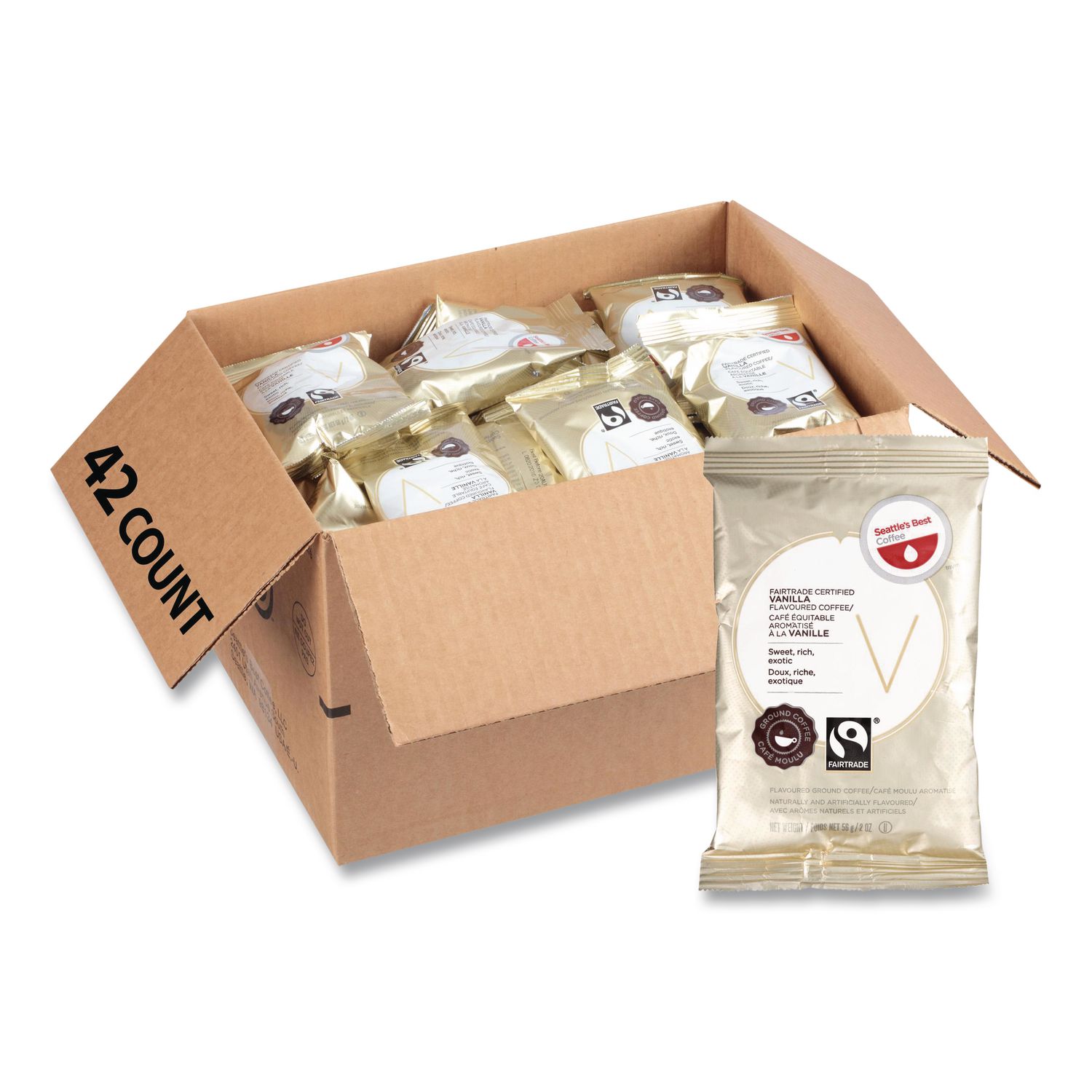 Premeasured Flavored Coffee Packs, FT Vanilla, 2 oz Packet, 42/Carton