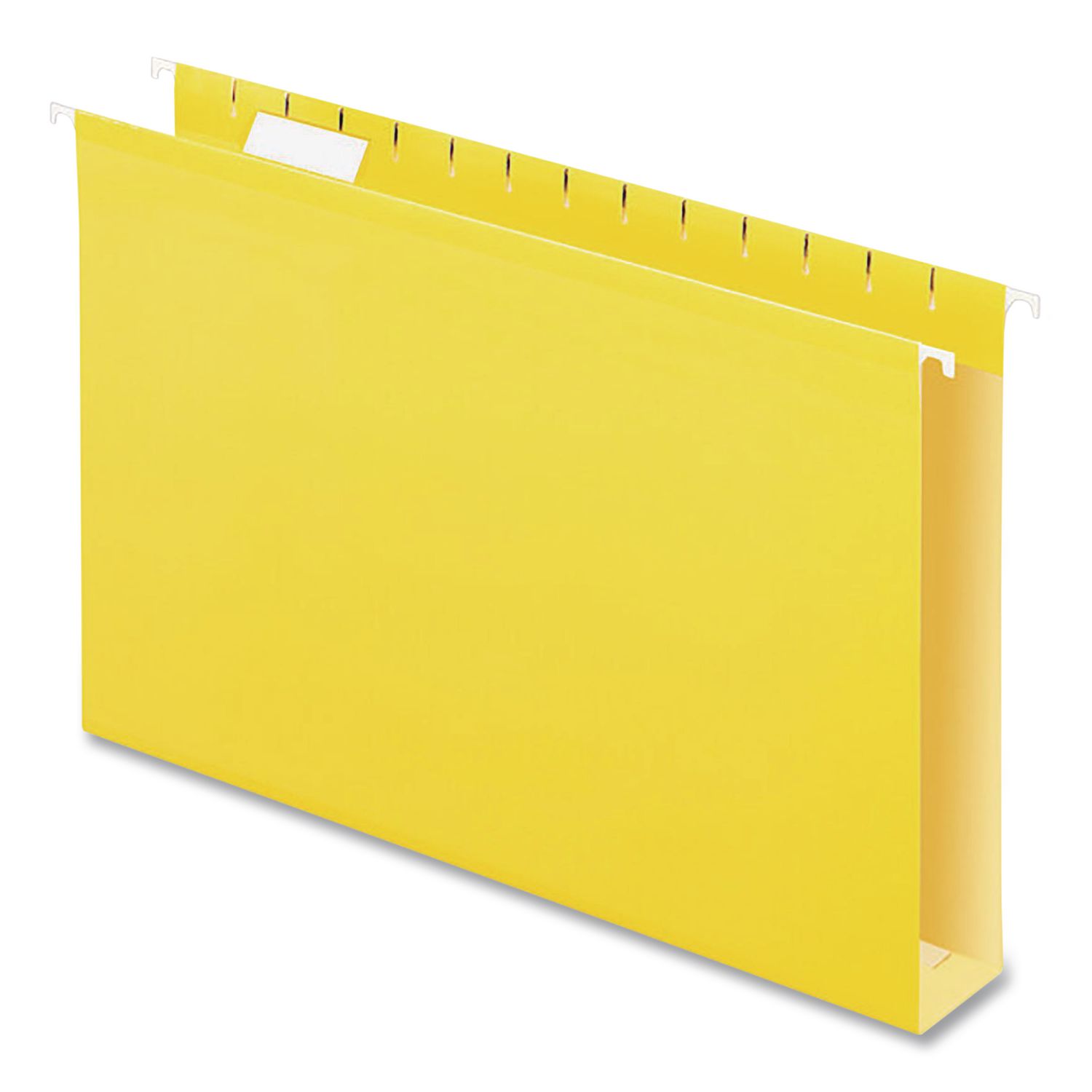Extra Capacity Reinforced Hanging File Folders with Box Bottom, 2" Capacity, Legal Size, 1/5-Cut Tabs, Yellow, 25/Box