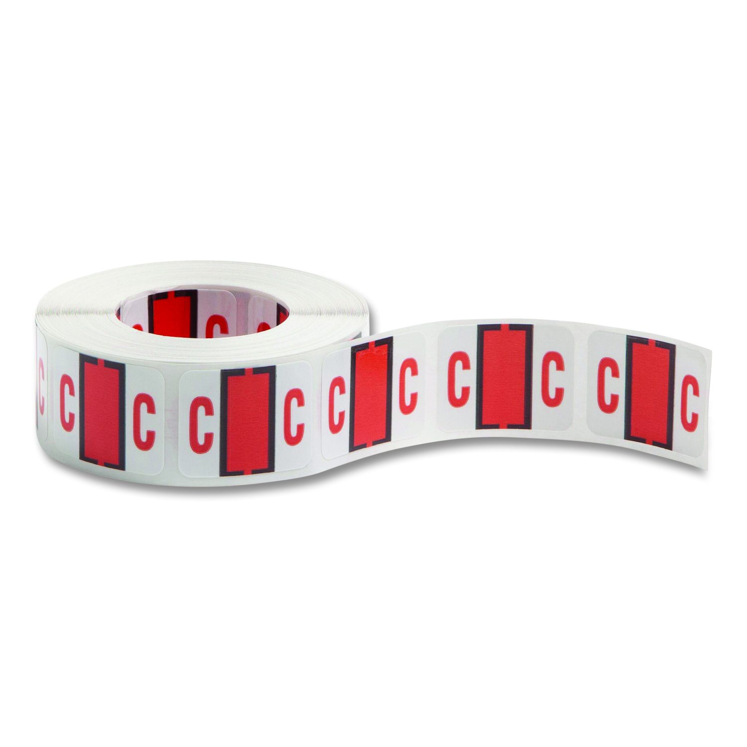 A-Z Color-Coded End Tab Filing Labels, C, 1 x 1.25, White, 500/Roll