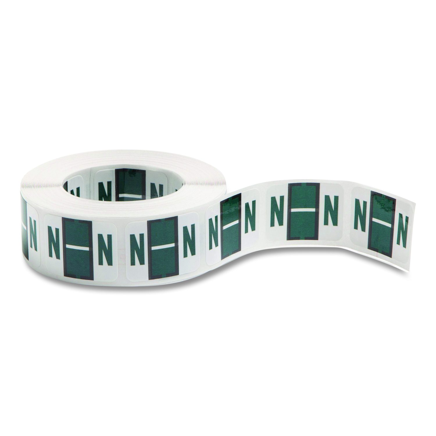 A-Z Color-Coded End Tab Filing Labels, N, 1 x 1.25, White, 500/Roll